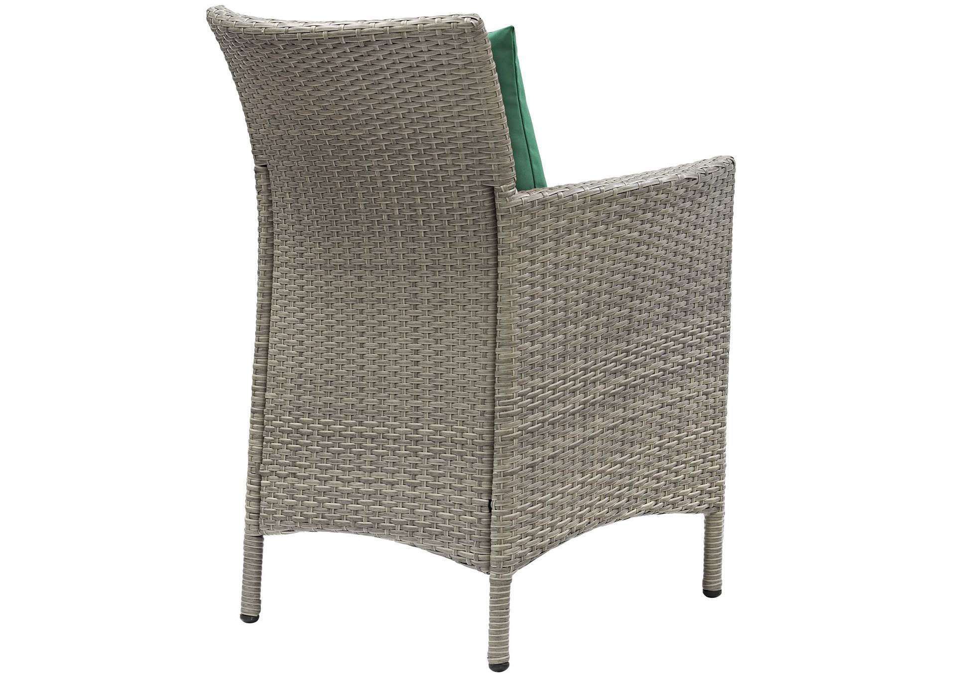 Light Gray Green Conduit Outdoor Patio Wicker Rattan Arm Dining Chair,Modway