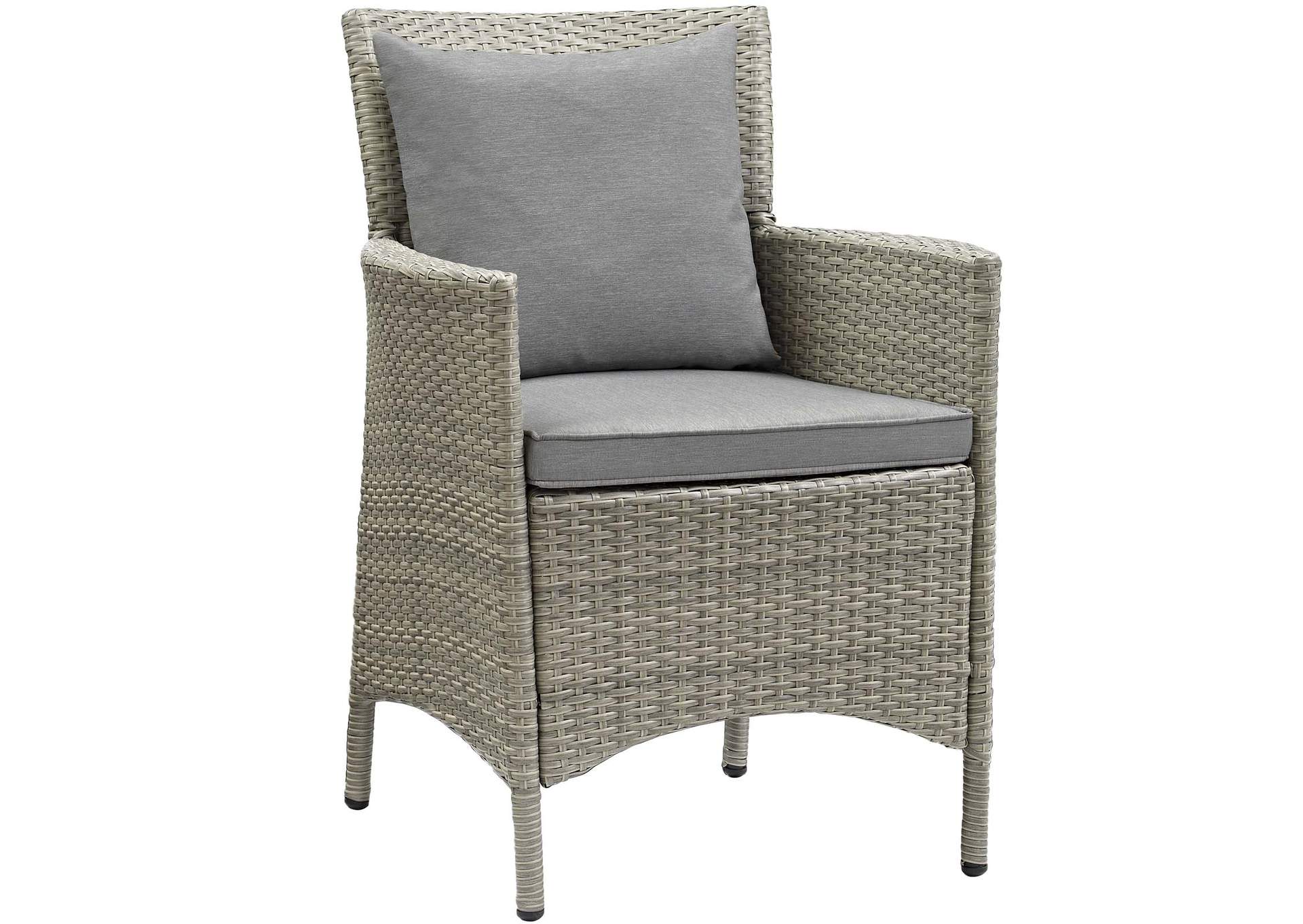 Light Gray Gray Conduit Outdoor Patio Wicker Rattan Arm Dining Chair,Modway