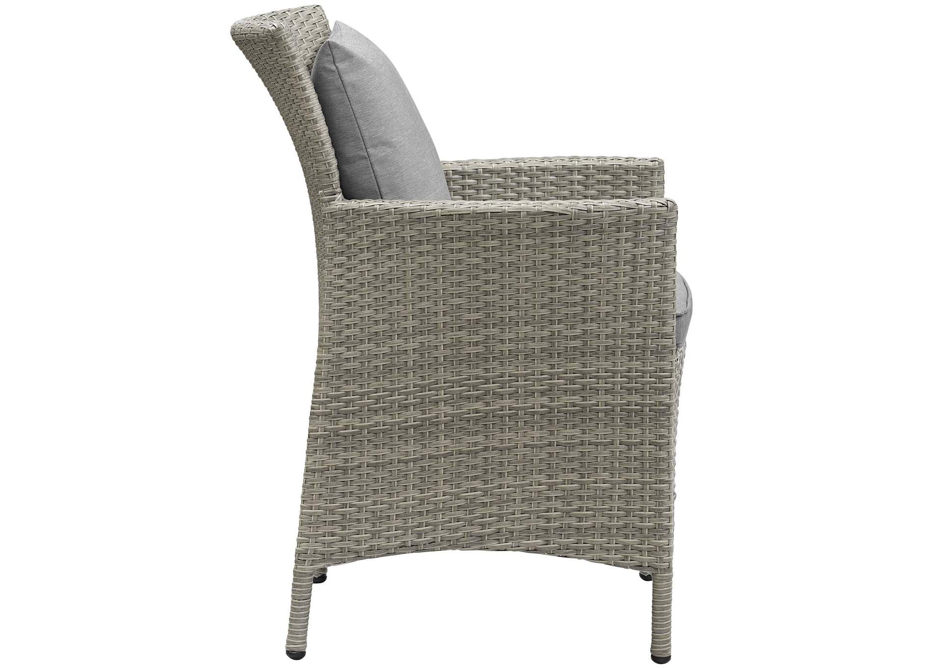 Light Gray Gray Conduit Outdoor Patio Wicker Rattan Arm Dining Chair,Modway