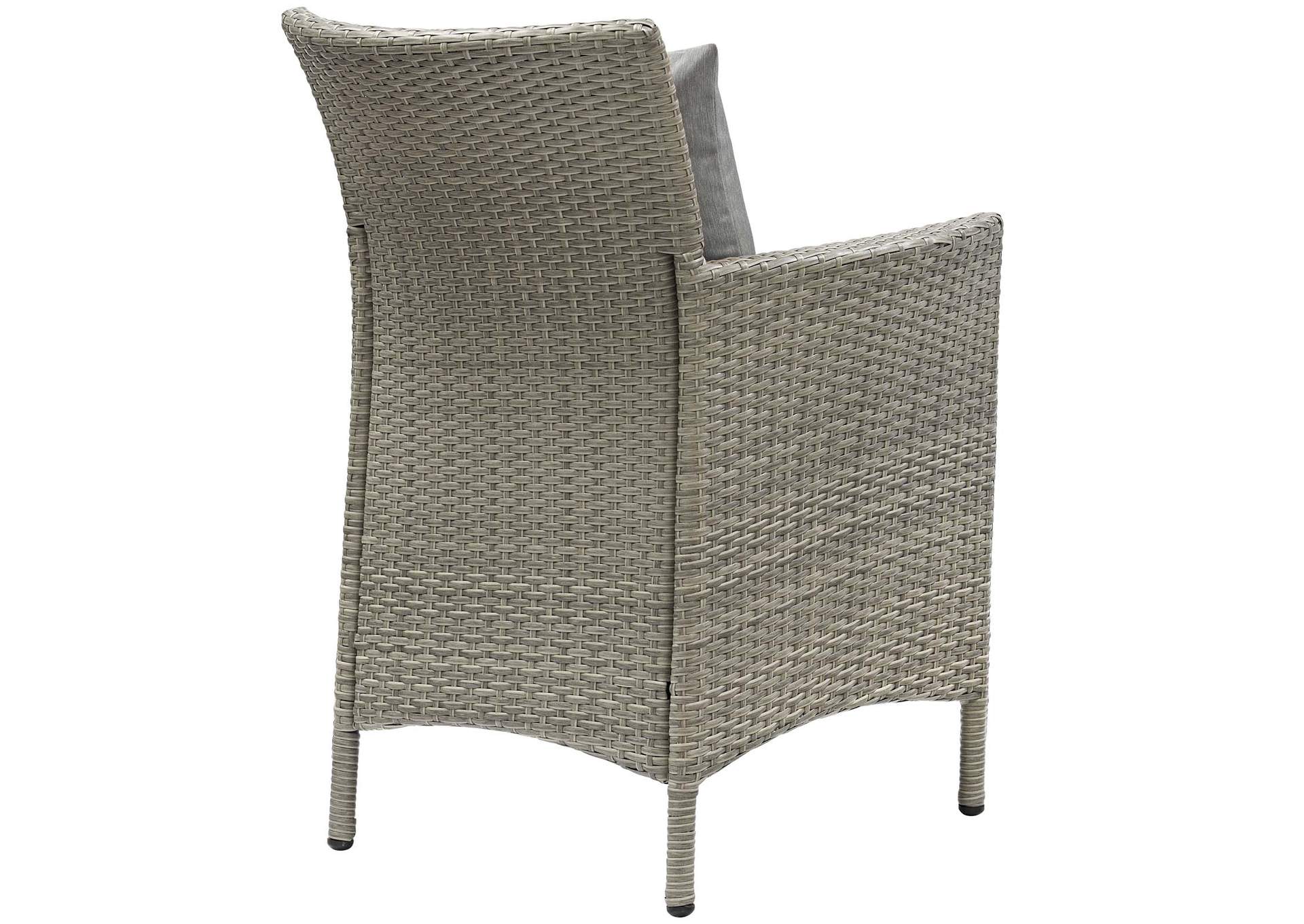 Light Gray Gray Conduit Outdoor Patio Wicker Rattan Arm Dining Chair,Modway