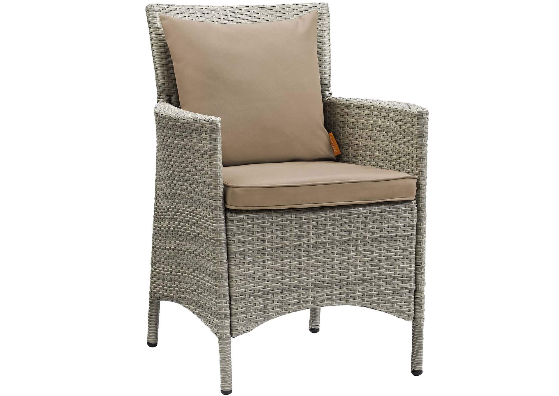 Light Gray Mocha Conduit Outdoor Patio Wicker Rattan Arm Dining Chair,Modway