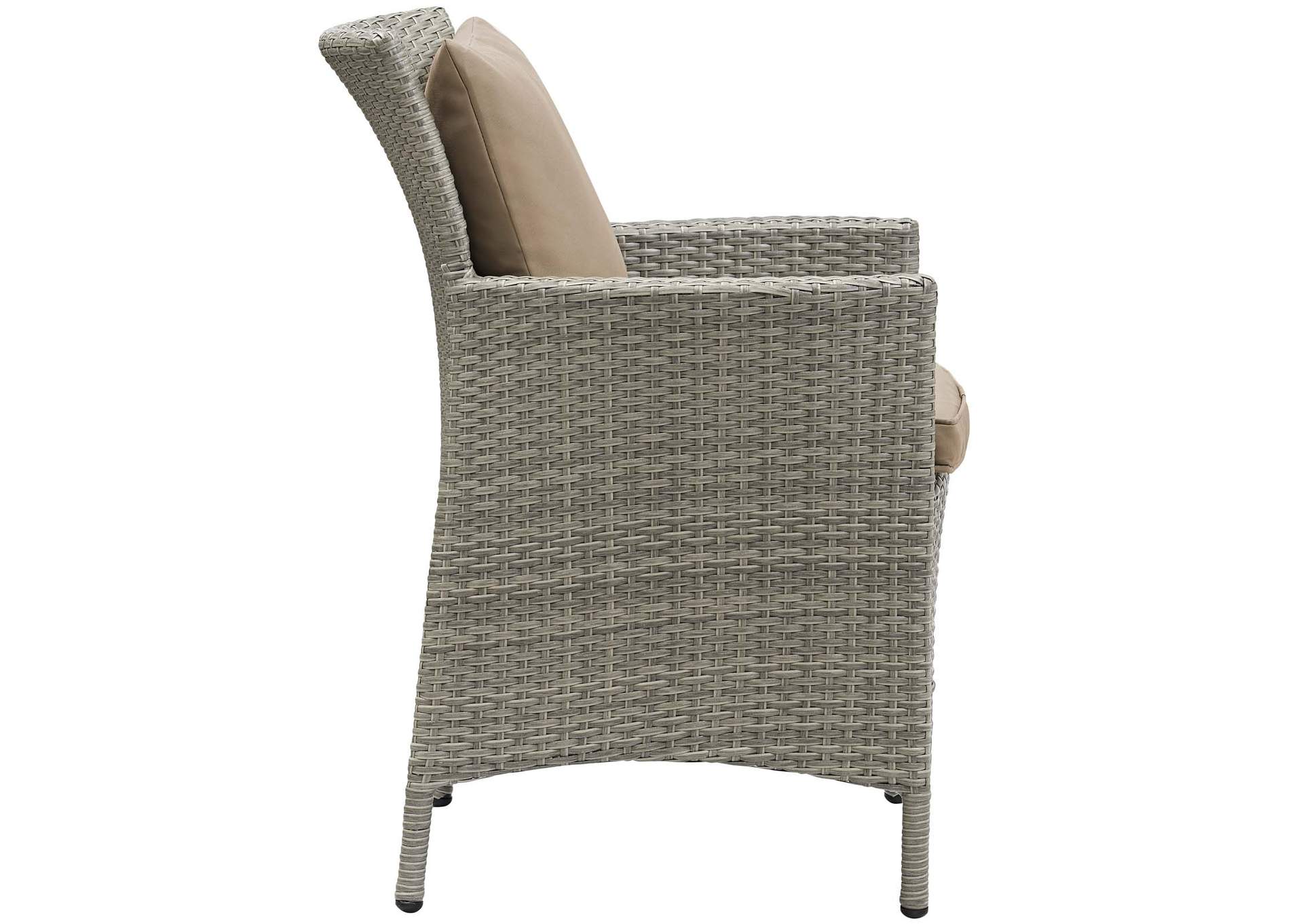 Light Gray Mocha Conduit Outdoor Patio Wicker Rattan Arm Dining Chair,Modway