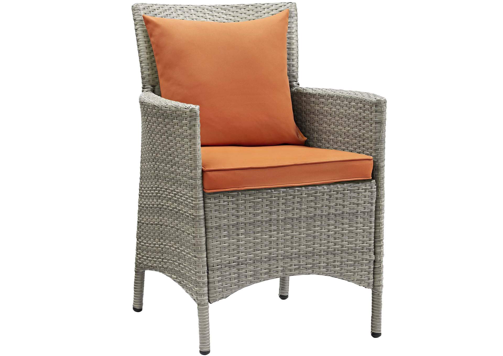 Light Gray Orange Conduit Outdoor Patio Wicker Rattan Arm Dining Chair,Modway