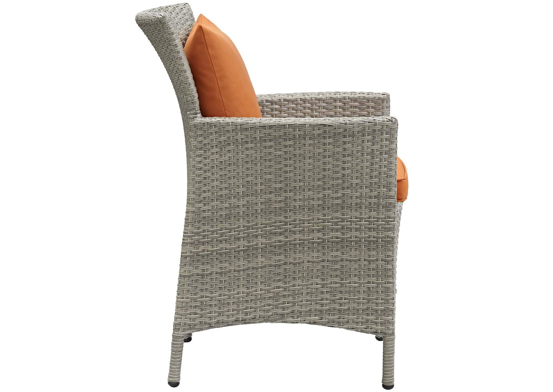 Light Gray Orange Conduit Outdoor Patio Wicker Rattan Arm Dining Chair,Modway