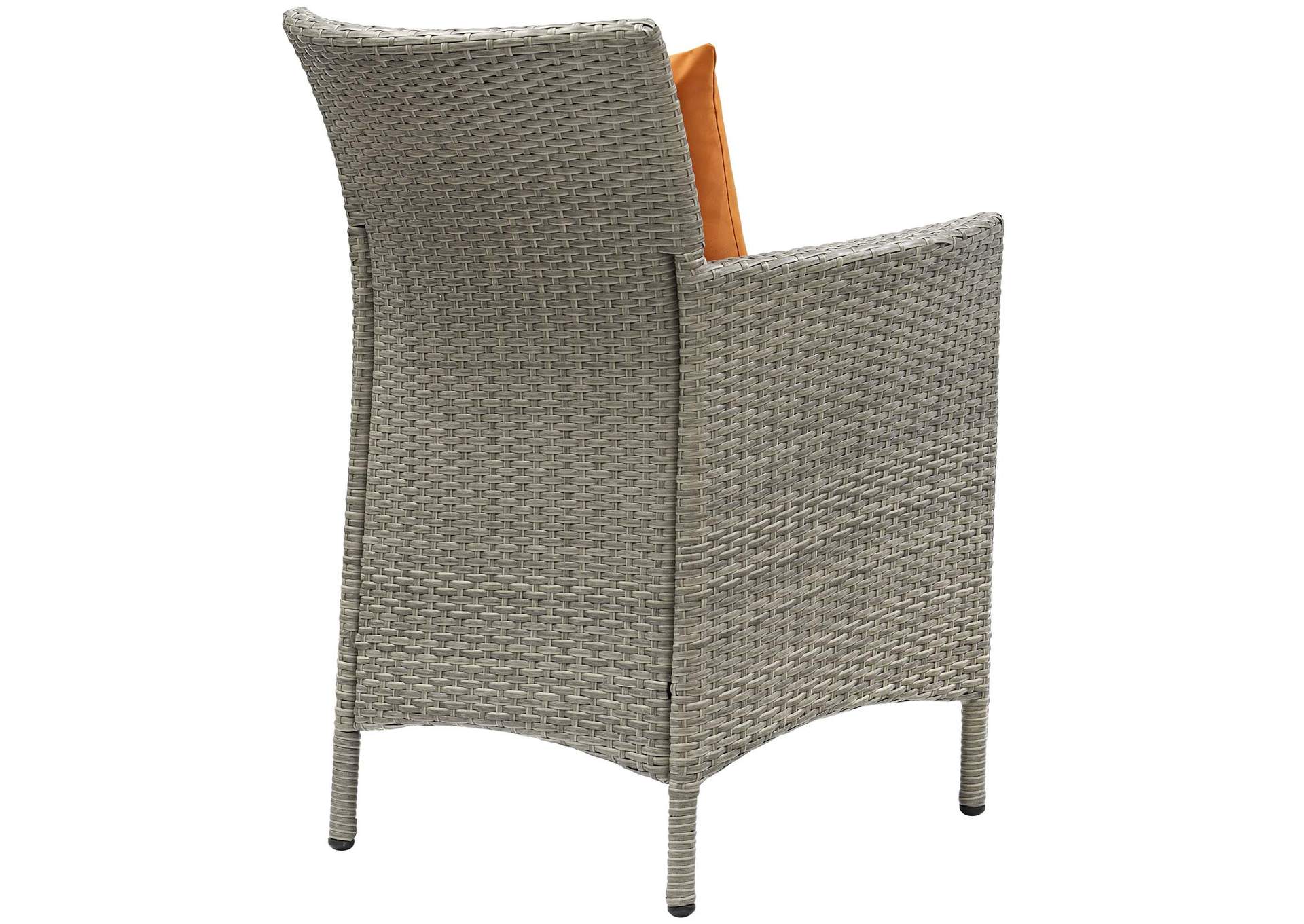 Light Gray Orange Conduit Outdoor Patio Wicker Rattan Arm Dining Chair,Modway