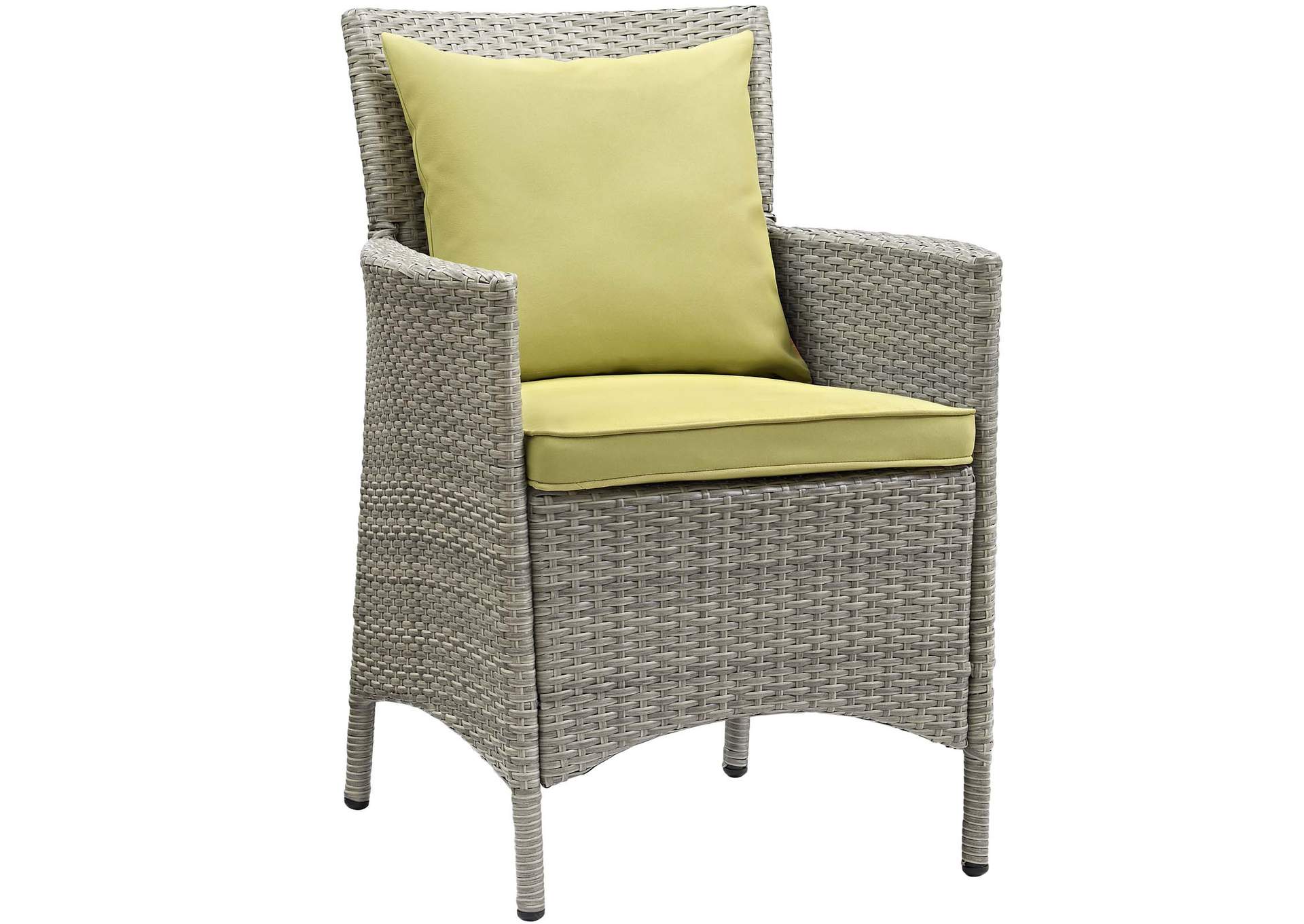 Light Gray Peridot Conduit Outdoor Patio Wicker Rattan Arm Dining Chair,Modway