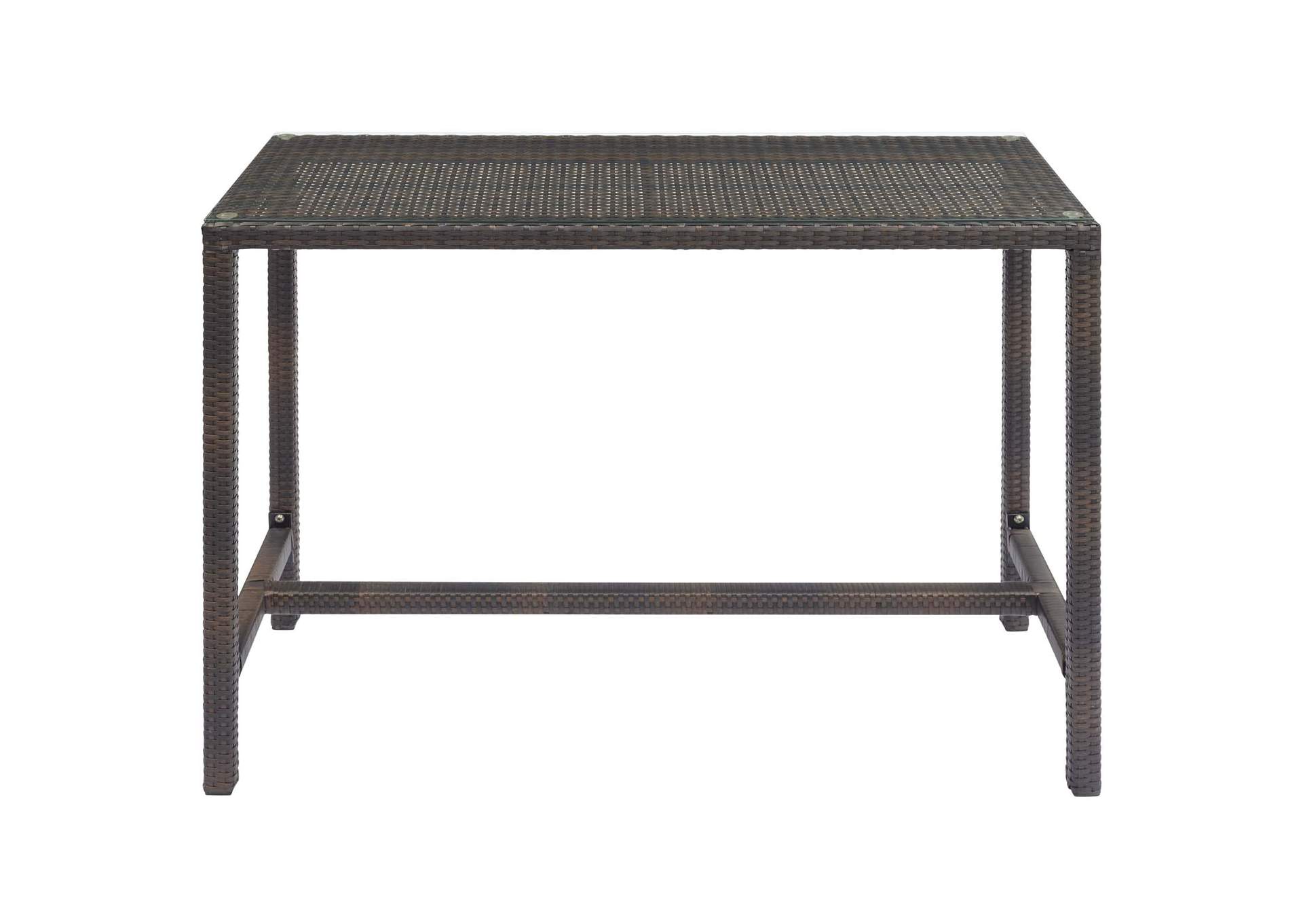 Brown Conduit Outdoor Patio Wicker Rattan Large Bar Table,Modway