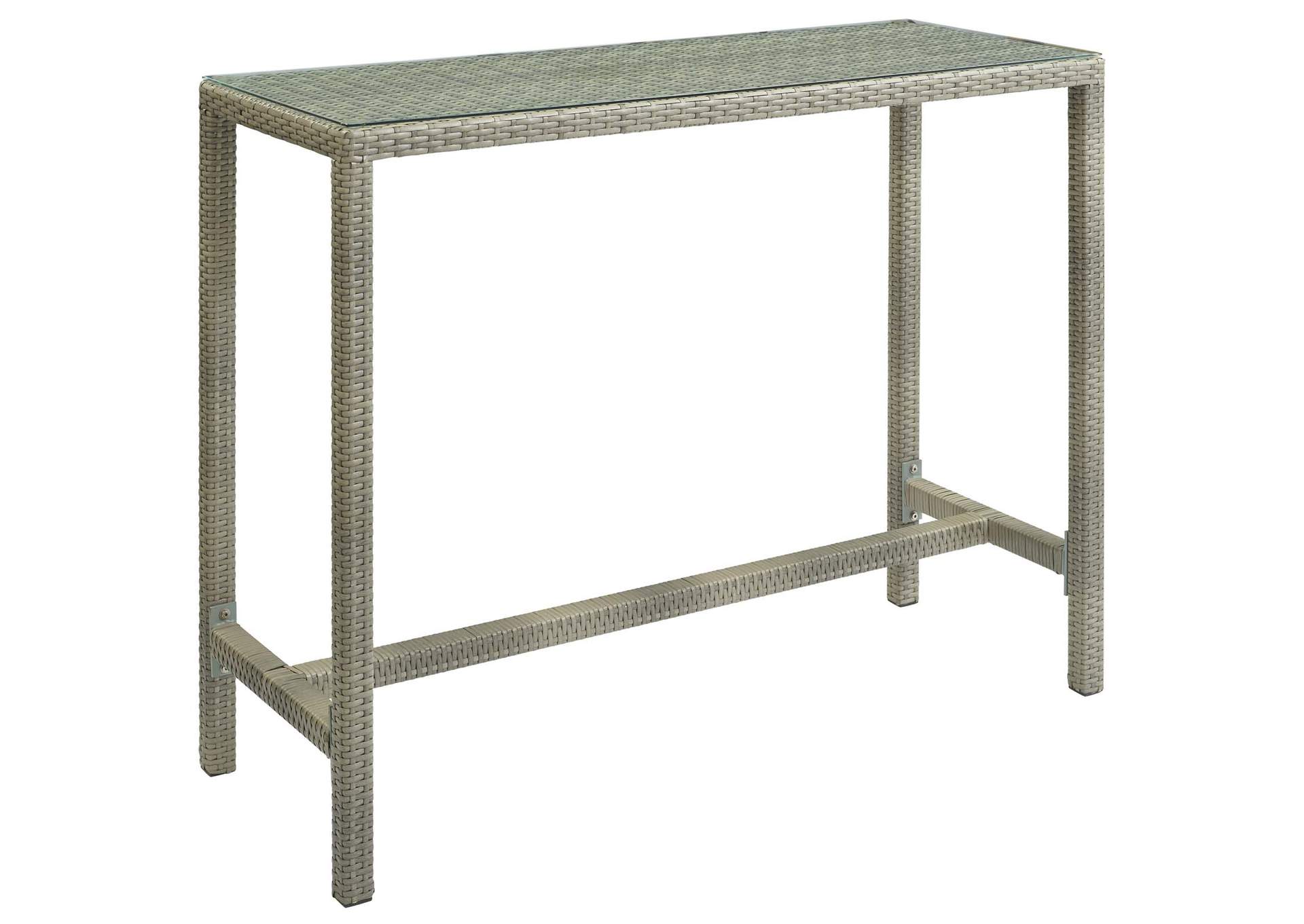 Light Gray Conduit Outdoor Patio Wicker Rattan Large Bar Table,Modway