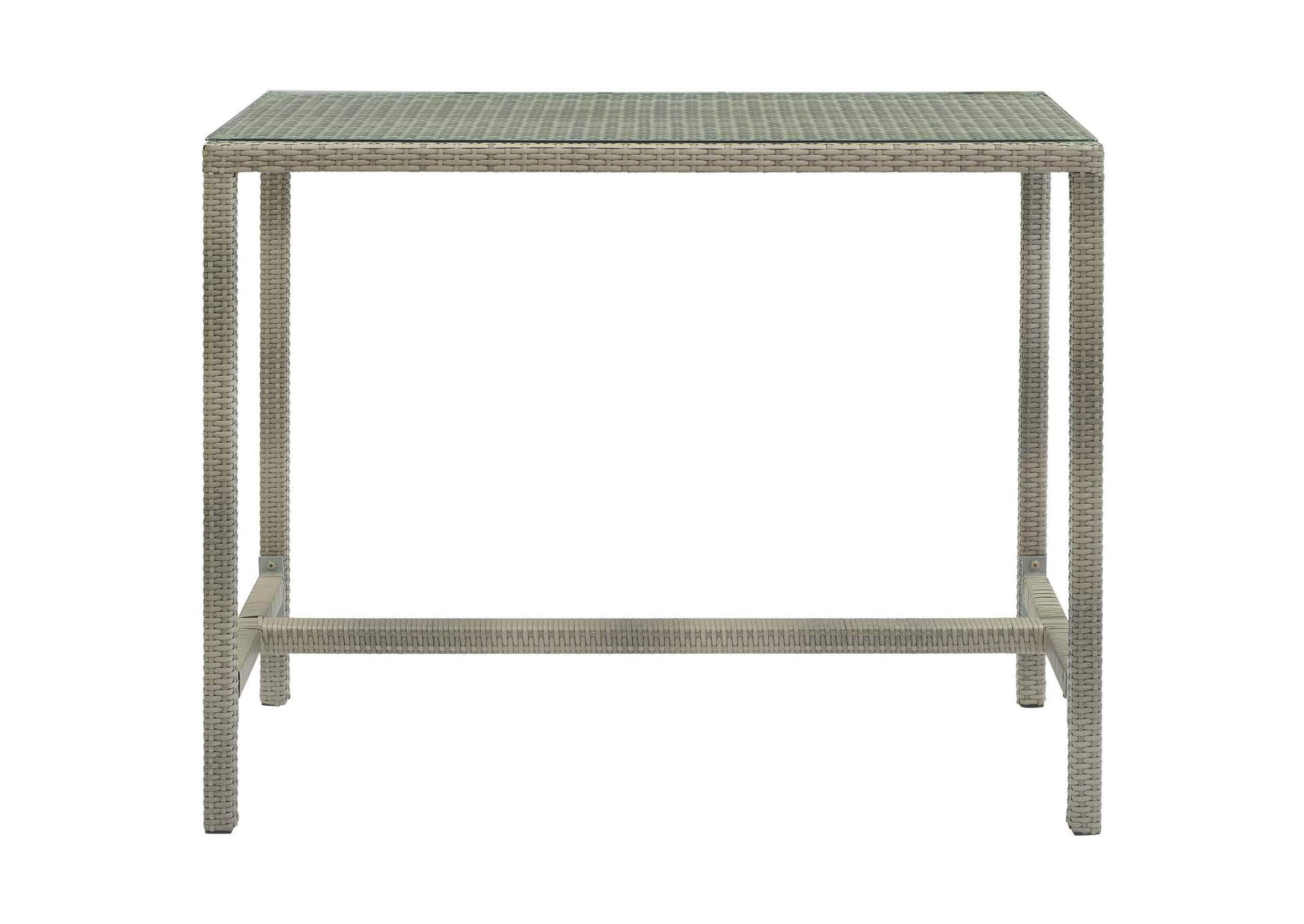 Light Gray Conduit Outdoor Patio Wicker Rattan Large Bar Table,Modway