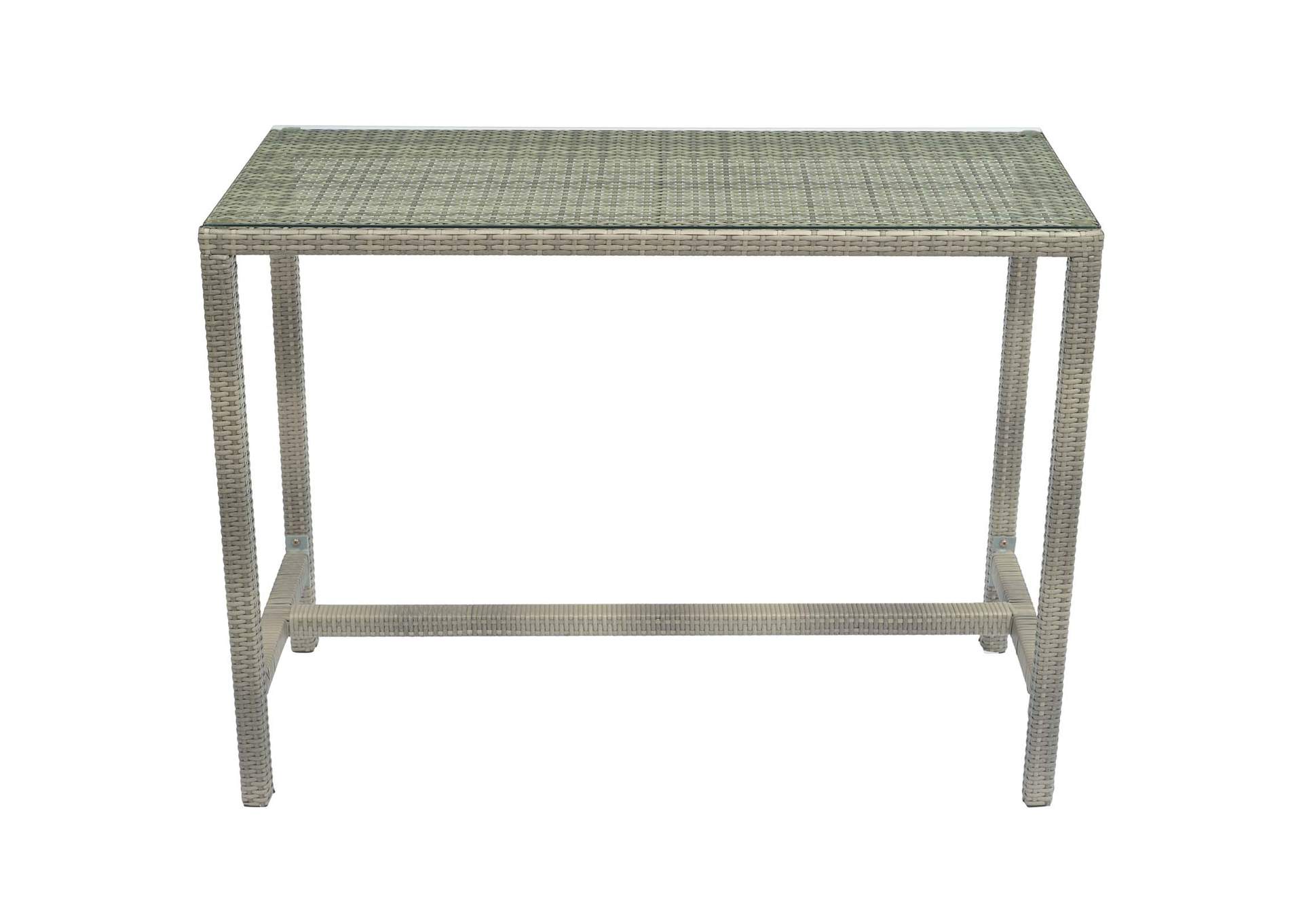 Light Gray Conduit Outdoor Patio Wicker Rattan Large Bar Table,Modway