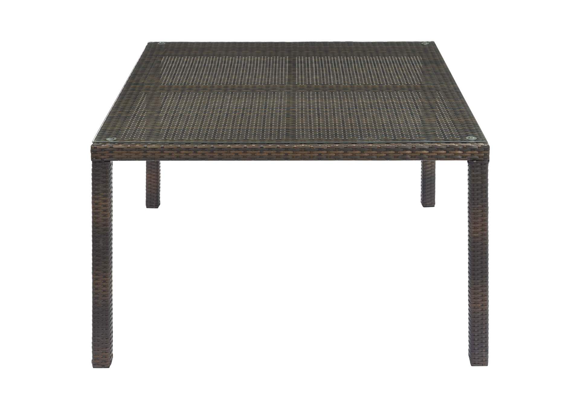 Brown Conduit 47" Outdoor Patio Wicker Rattan Dining Table,Modway