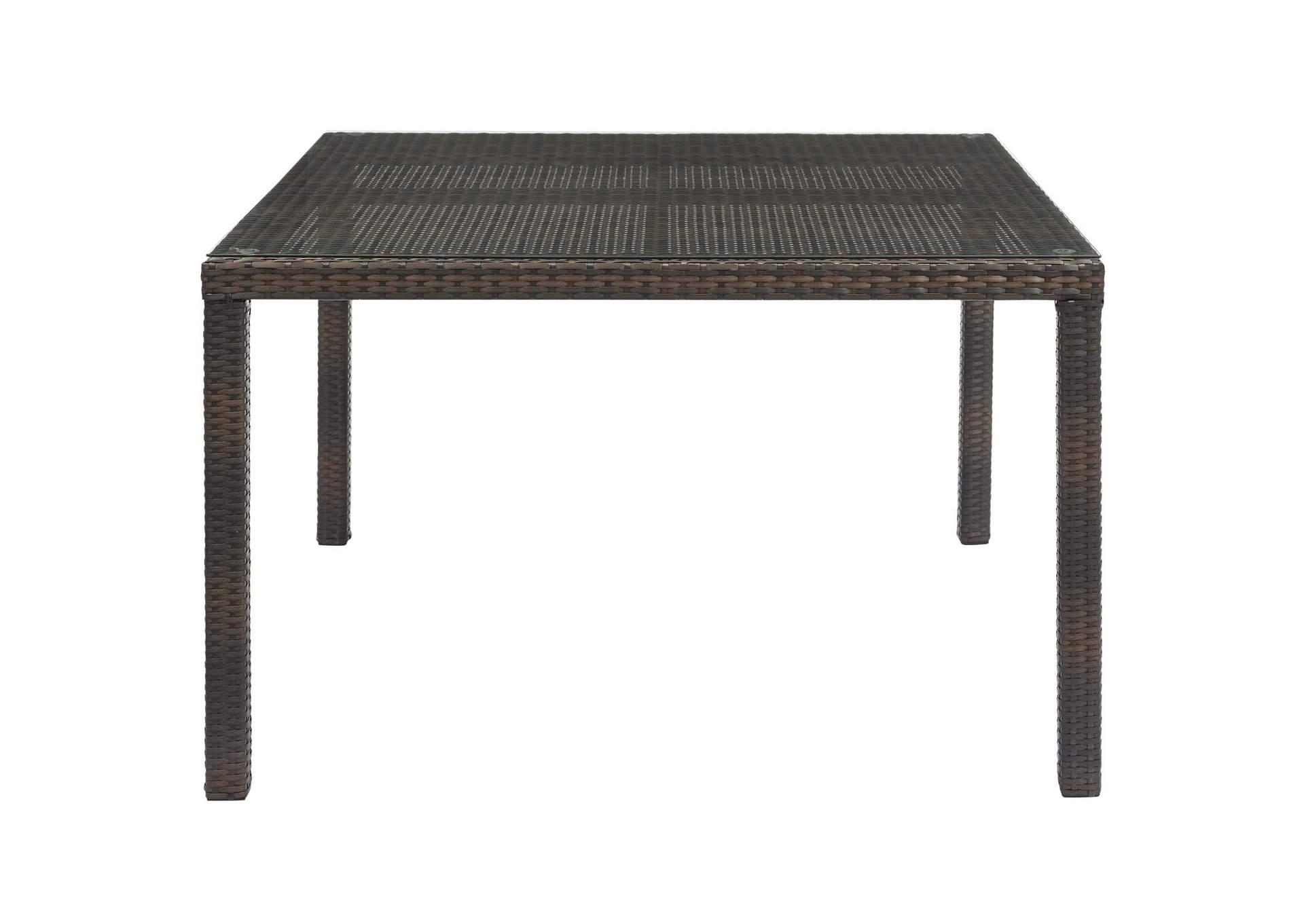 Brown Conduit 47" Outdoor Patio Wicker Rattan Dining Table,Modway