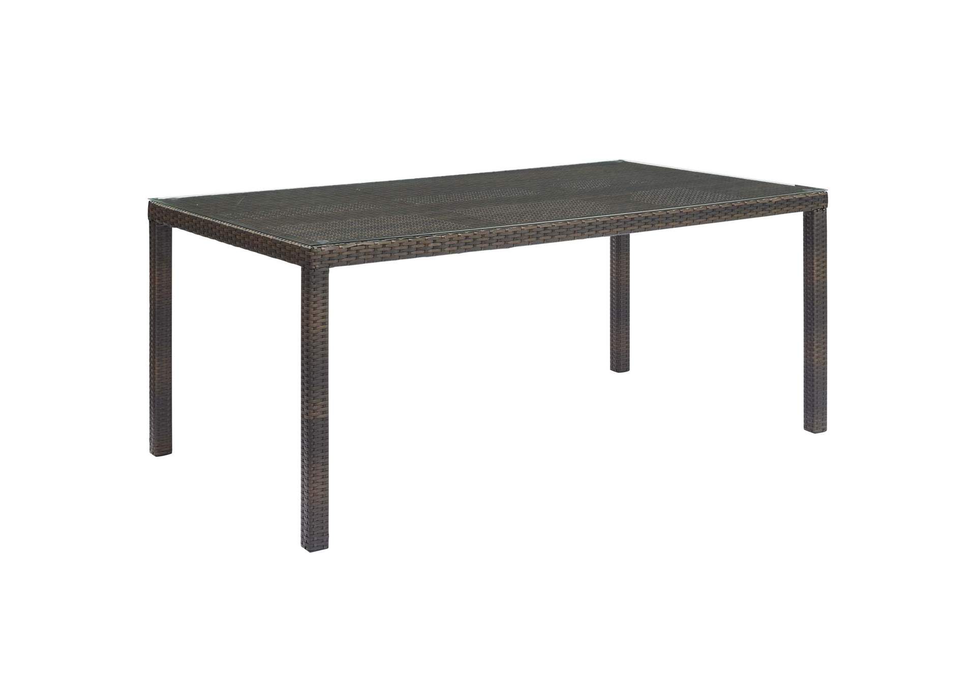 Brown Conduit 70" Outdoor Patio Wicker Rattan Dining Table,Modway