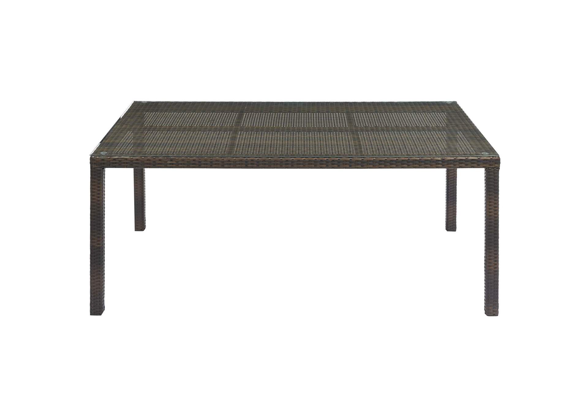 Brown Conduit 70" Outdoor Patio Wicker Rattan Dining Table,Modway