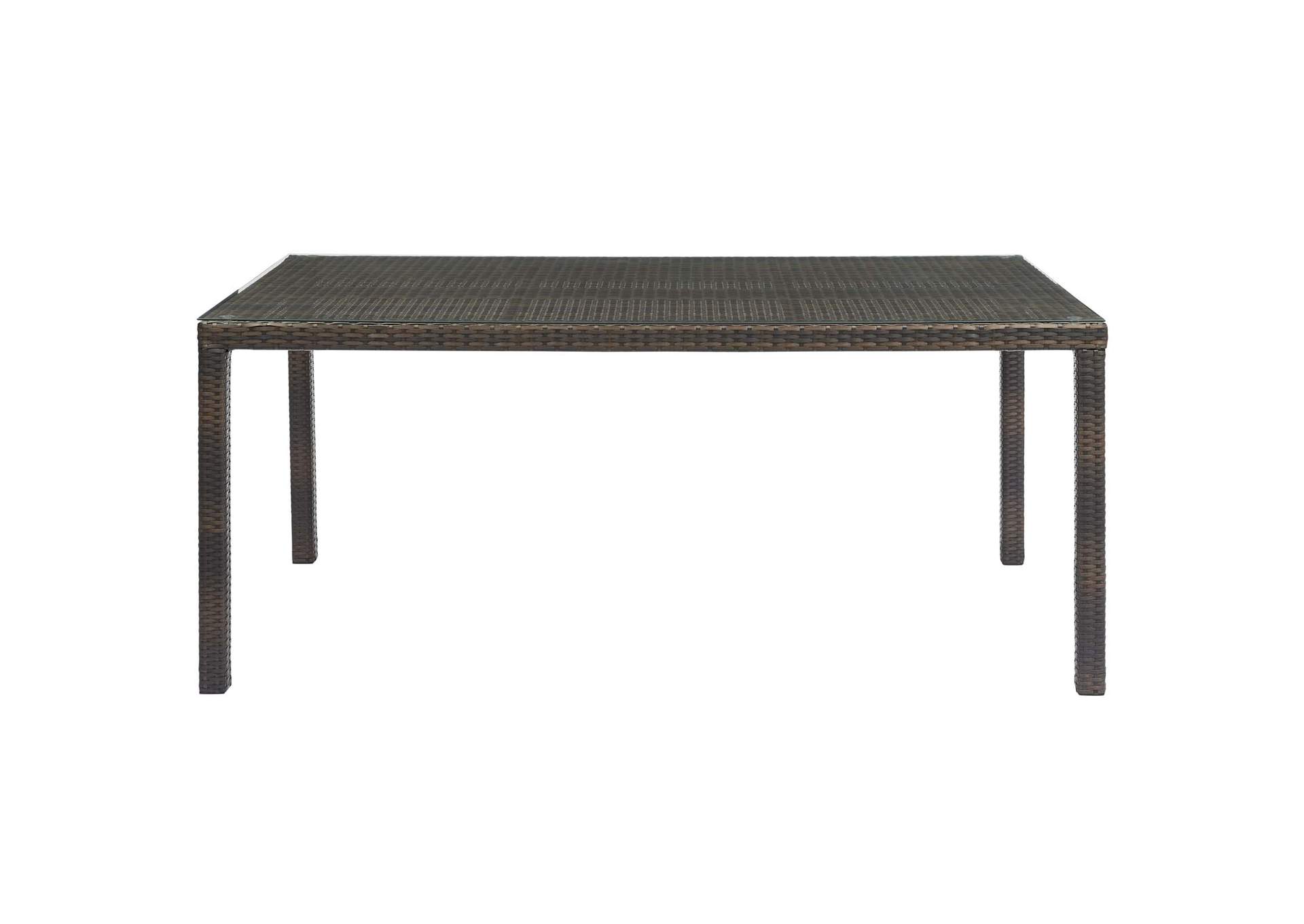 Brown Conduit 70" Outdoor Patio Wicker Rattan Dining Table,Modway