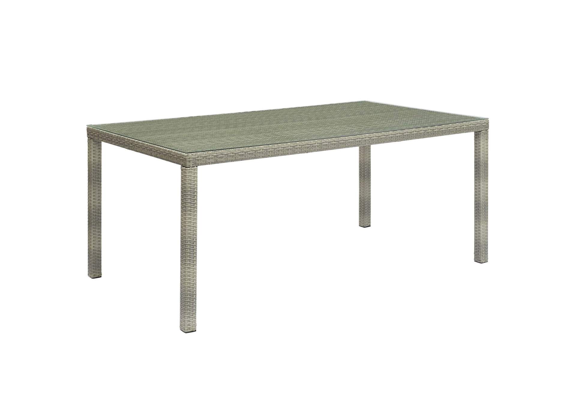 Light Gray Conduit 70" Outdoor Patio Wicker Rattan Dining Table,Modway