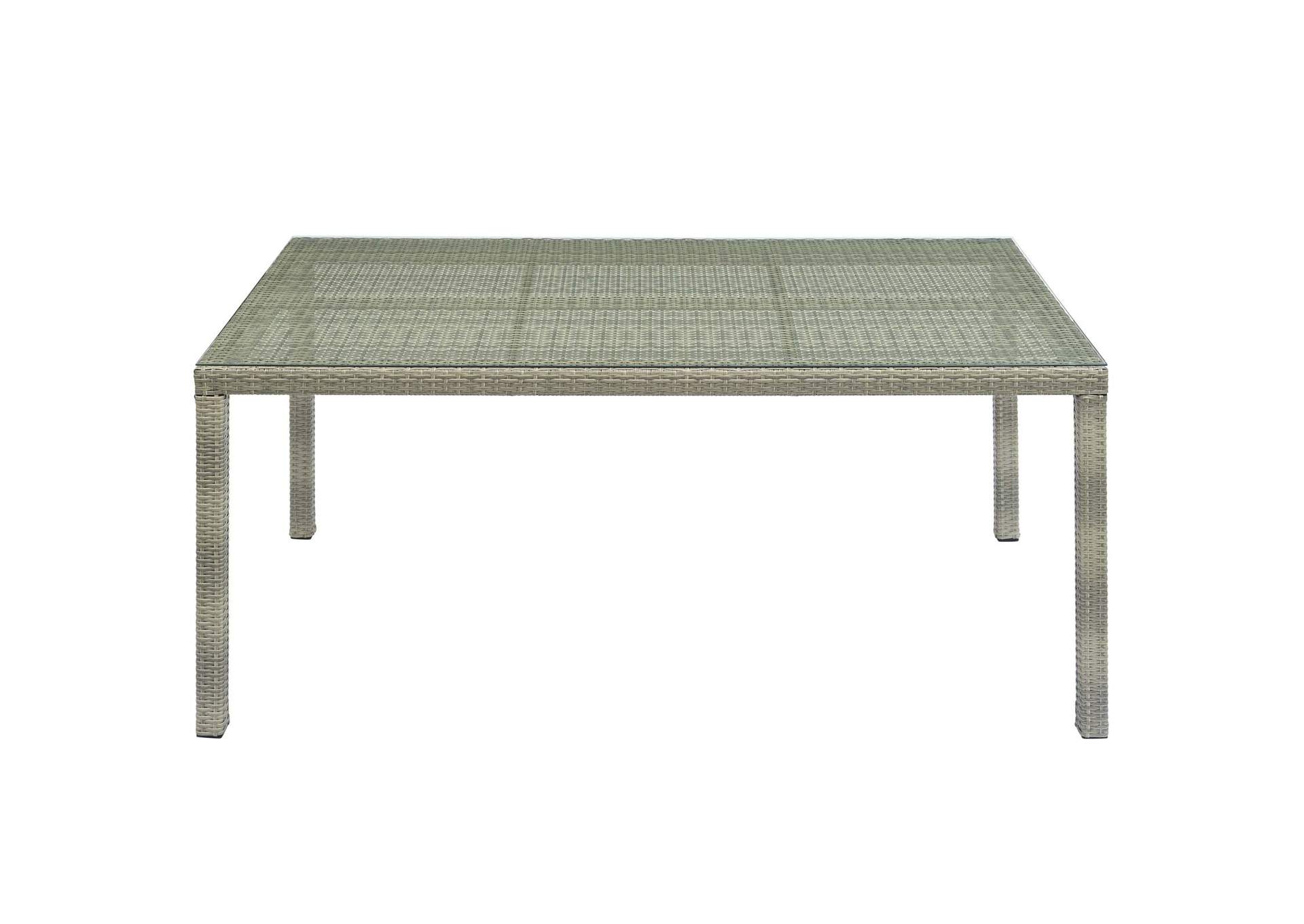 Light Gray Conduit 70" Outdoor Patio Wicker Rattan Dining Table,Modway