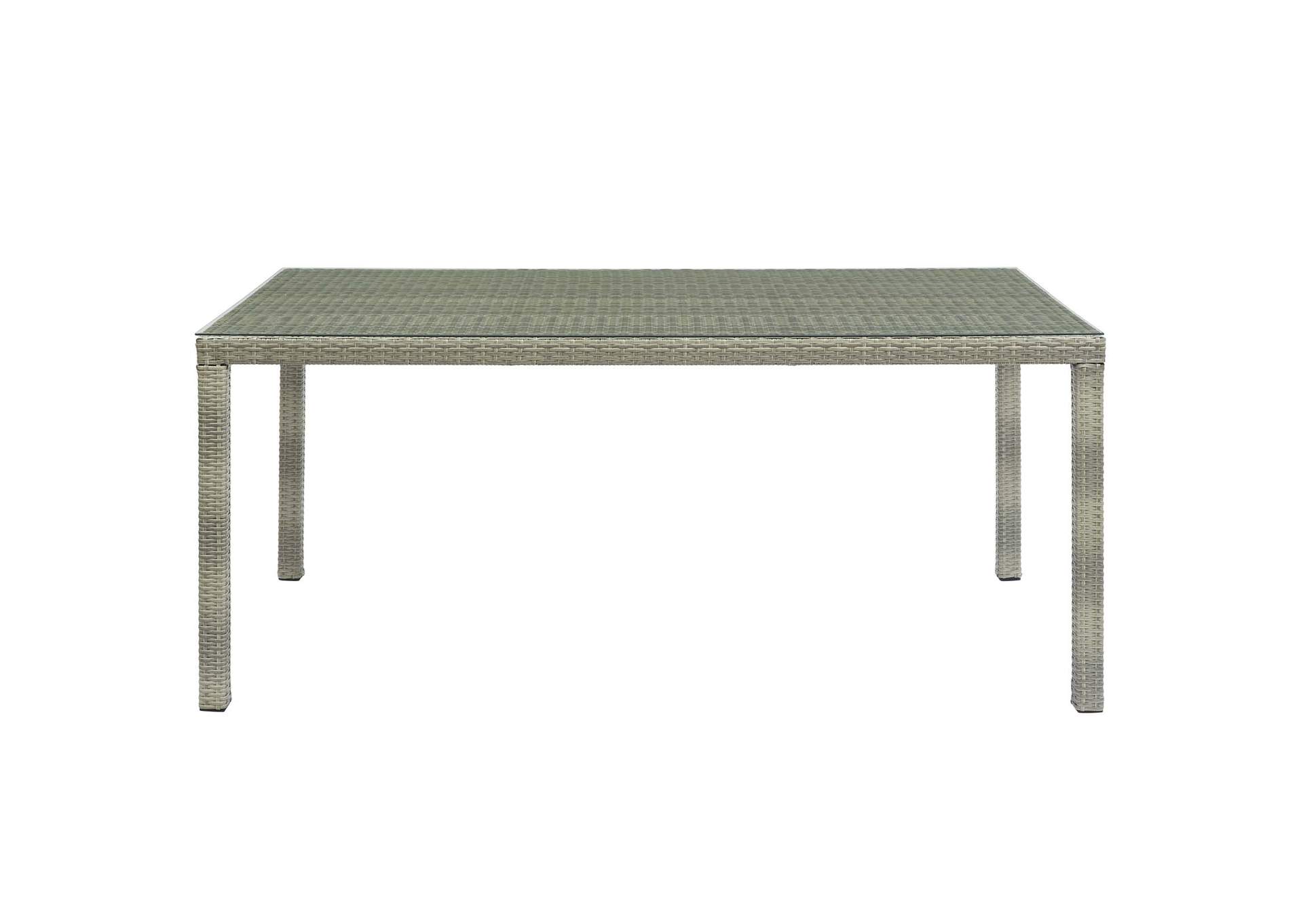 Light Gray Conduit 70" Outdoor Patio Wicker Rattan Dining Table,Modway