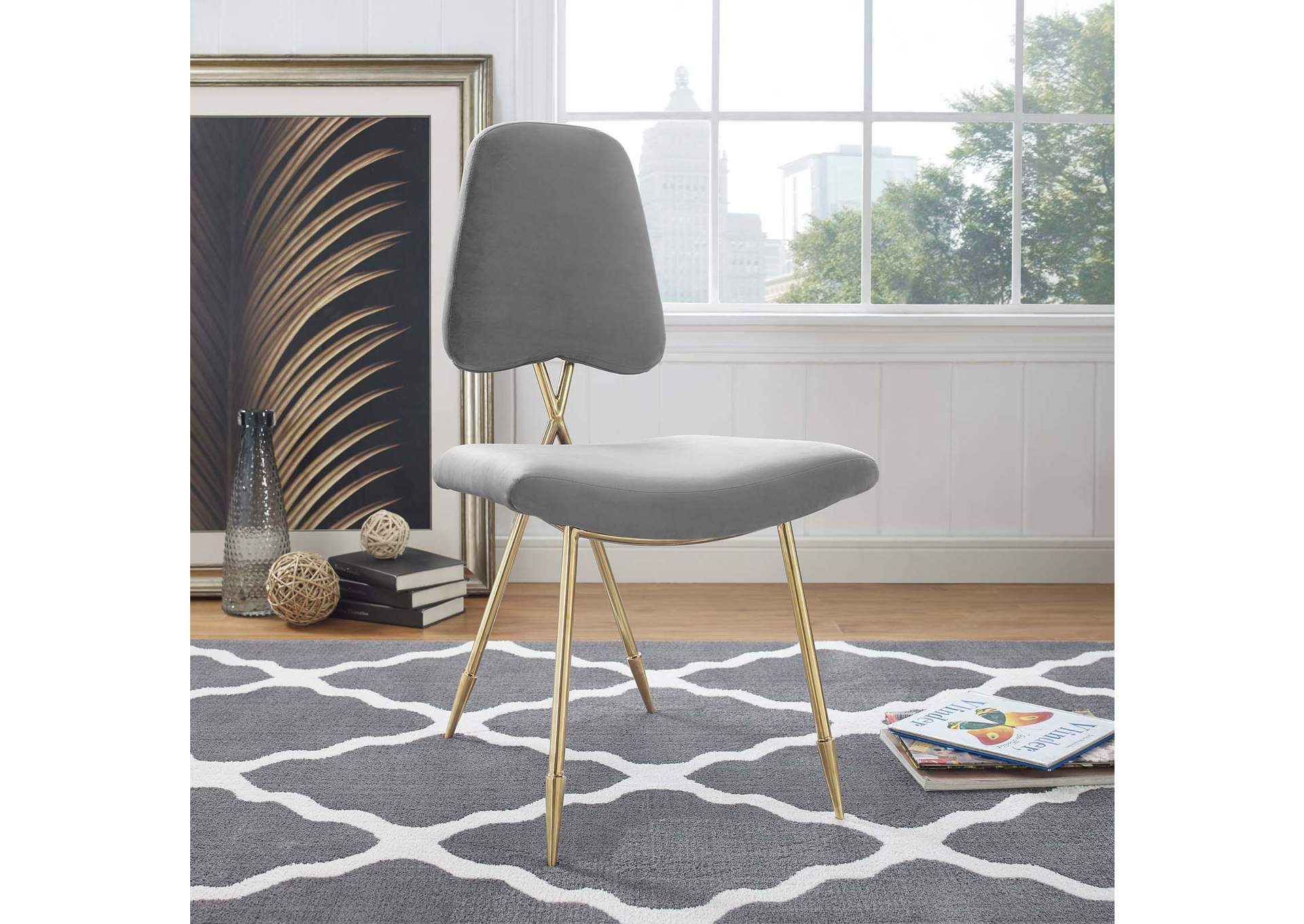 Gray Ponder Performance Velvet Dining Side Chair,Modway