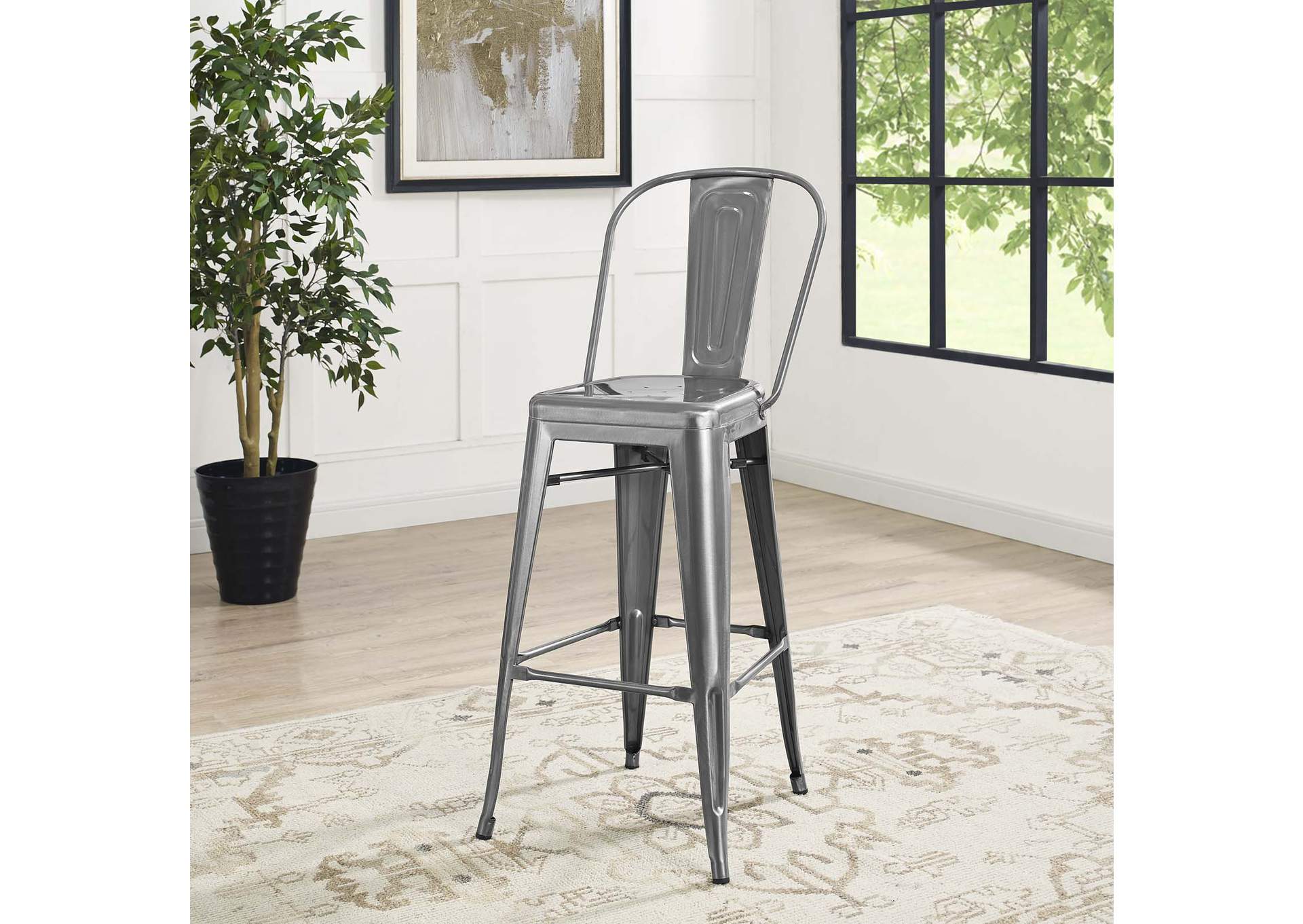 Gunmetal Promenade Bar Side Stool,Modway