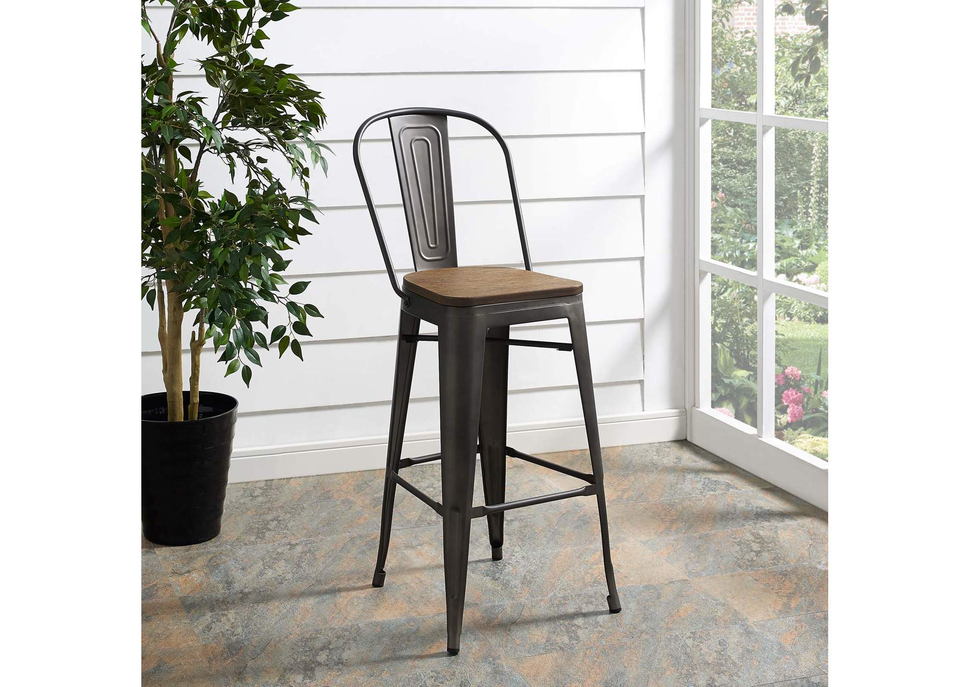 Brown Promenade Bar Stool,Modway