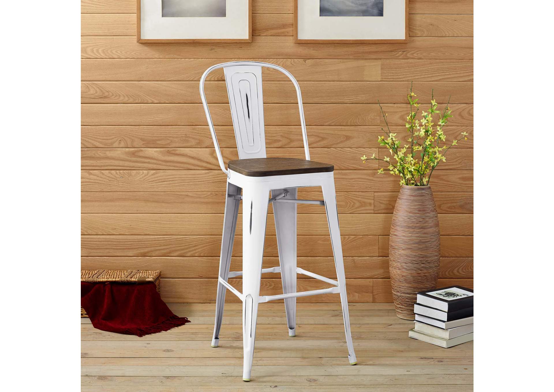 White Promenade Bar Stool,Modway