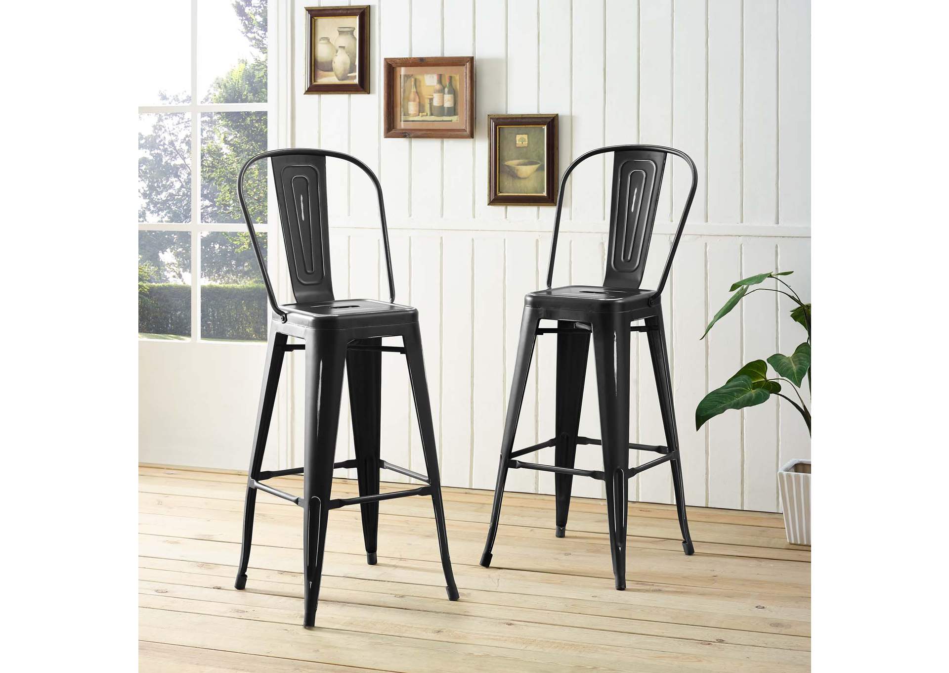 Black Promenade Metal Bar Side Stool,Modway