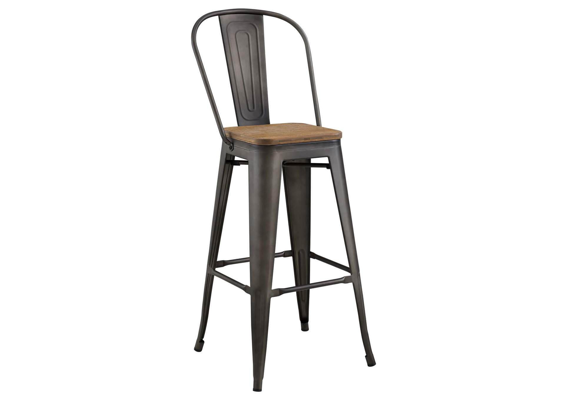 Brown Promenade Metal Bar Stool,Modway