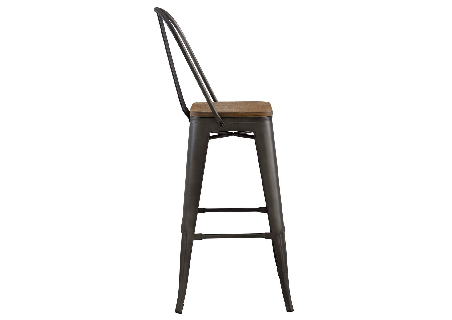 Brown Promenade Metal Bar Stool,Modway