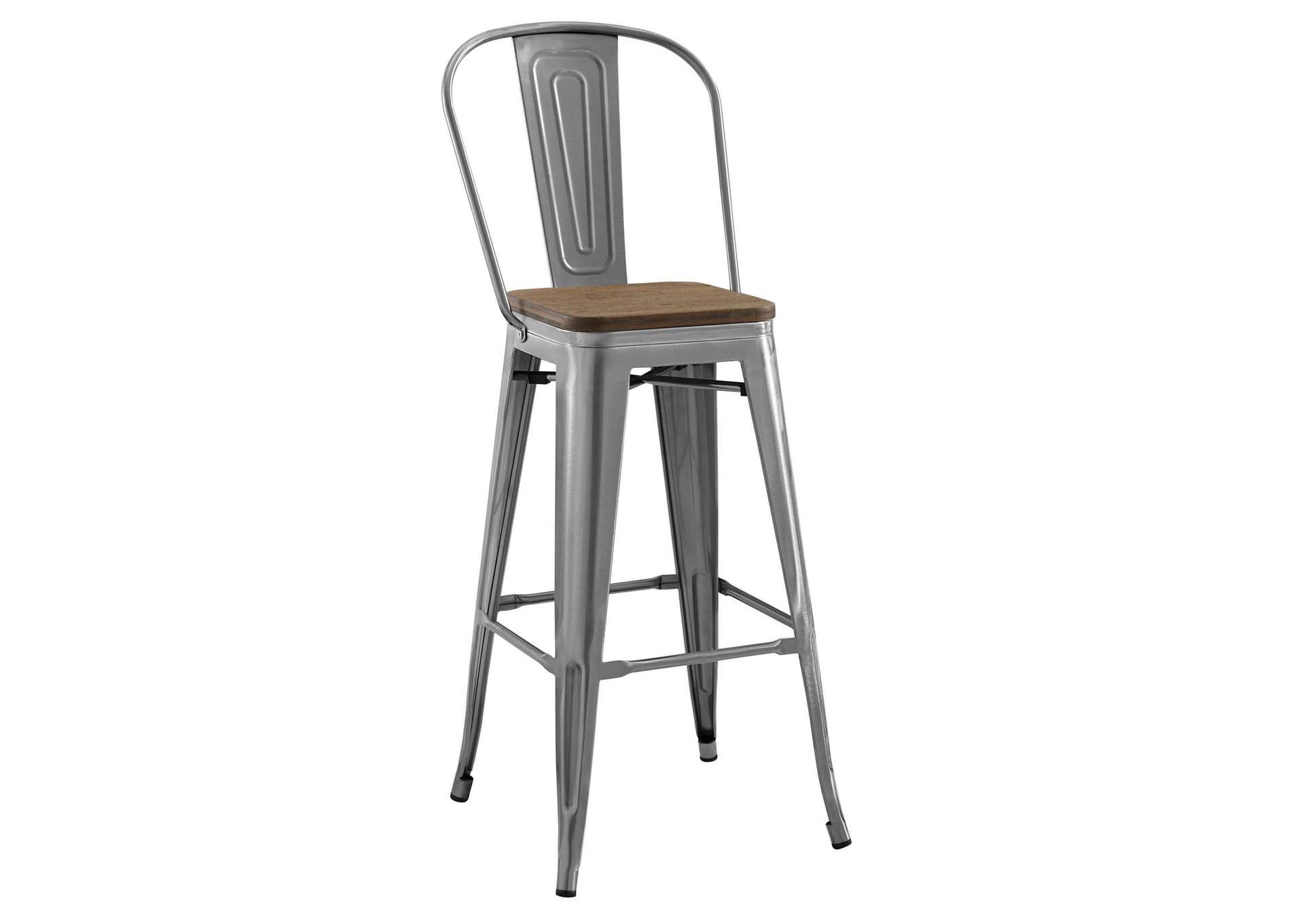 Gunmetal Promenade Metal Bar Stool,Modway