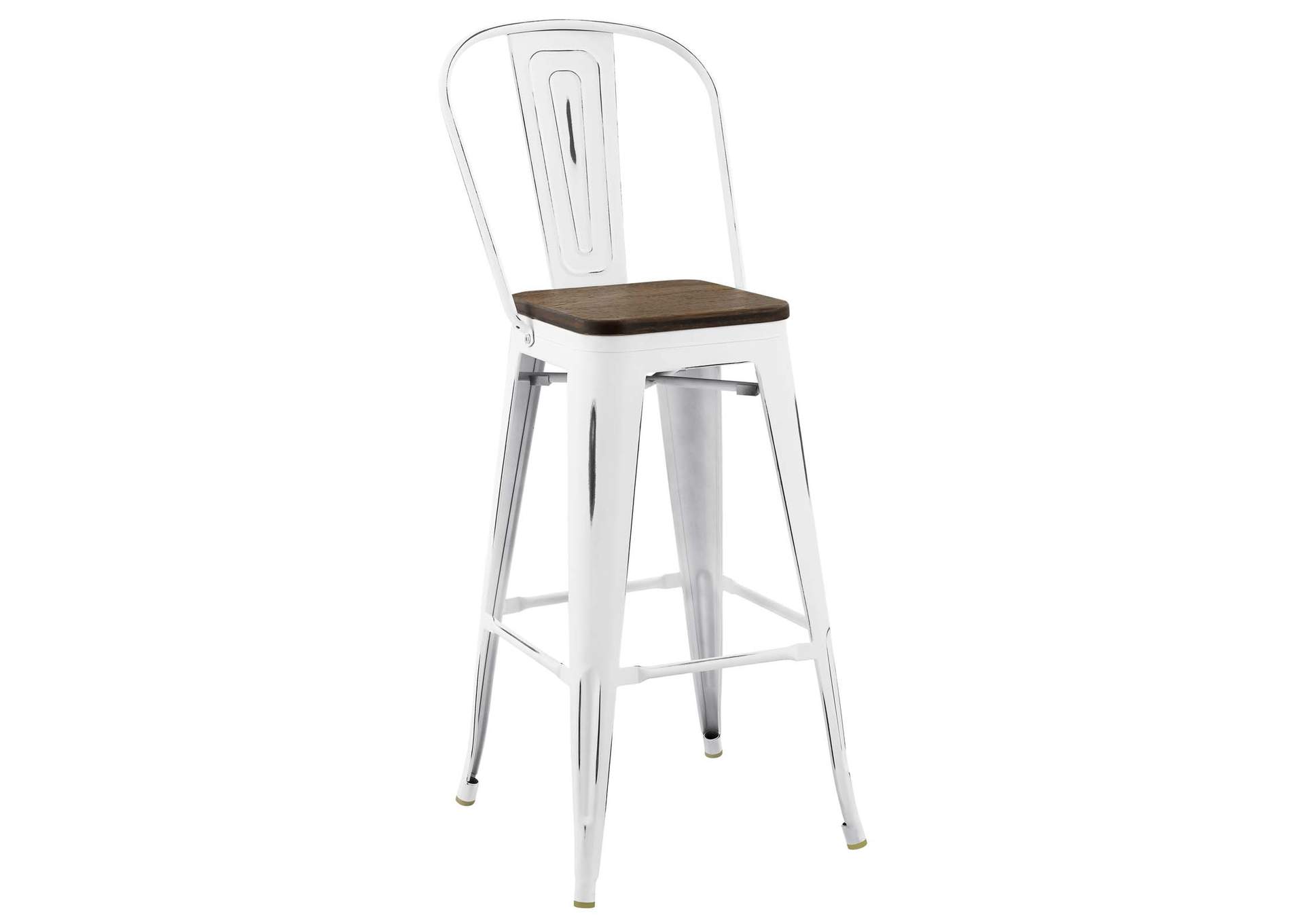 White Promenade Metal Bar Stool,Modway