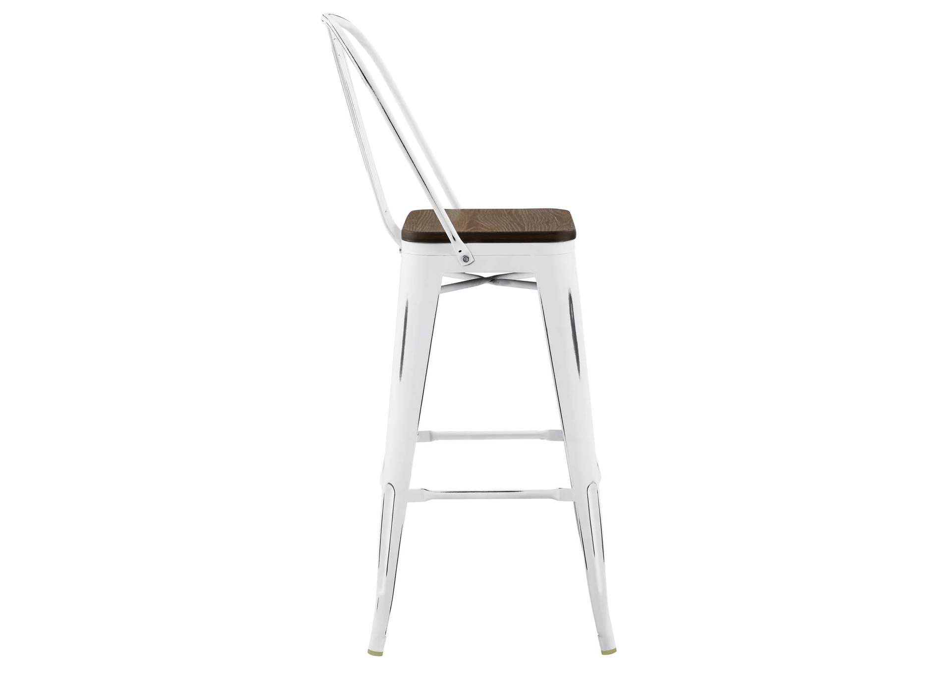 White Promenade Metal Bar Stool,Modway