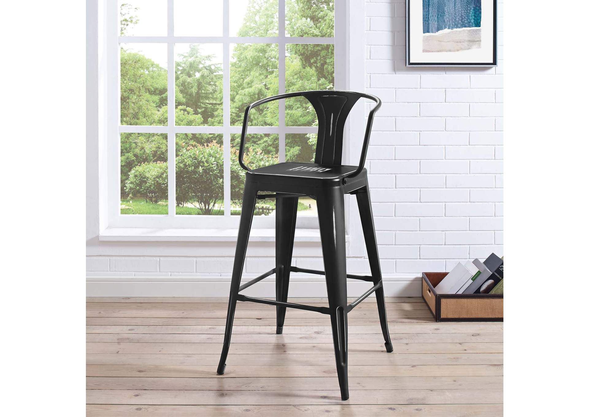 Black Promenade Bar Stool,Modway