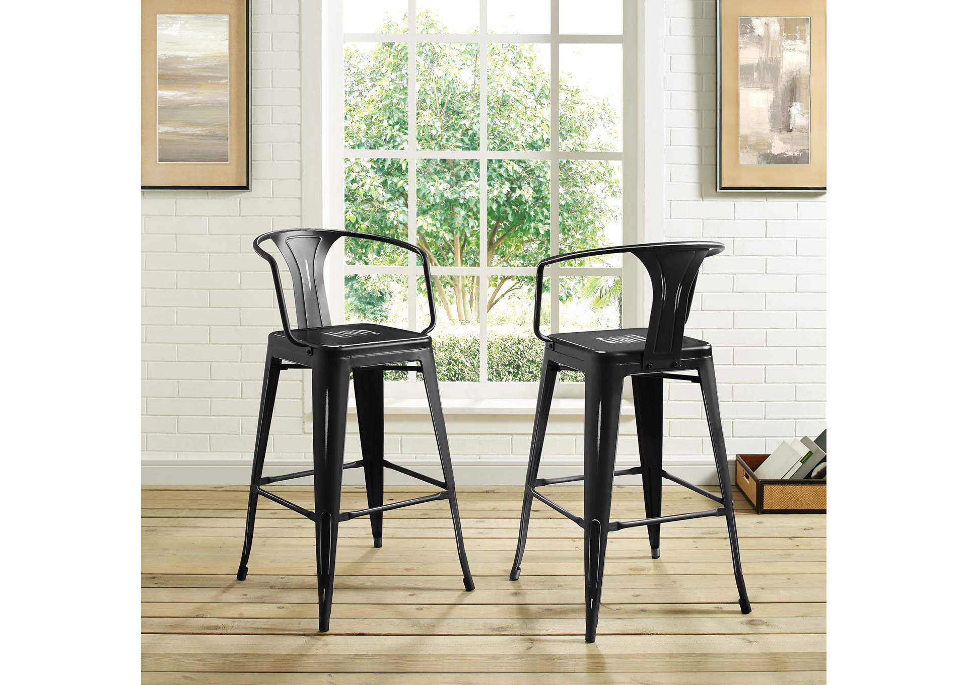 Black Promenade Bar Stool,Modway