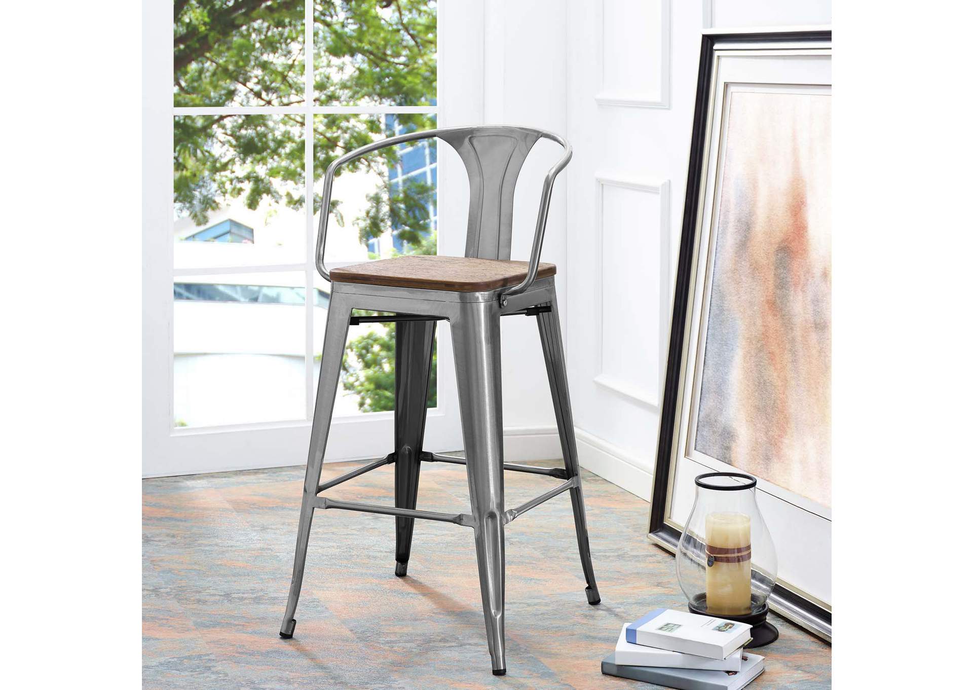 Gunmetal Promenade Bar Stool,Modway