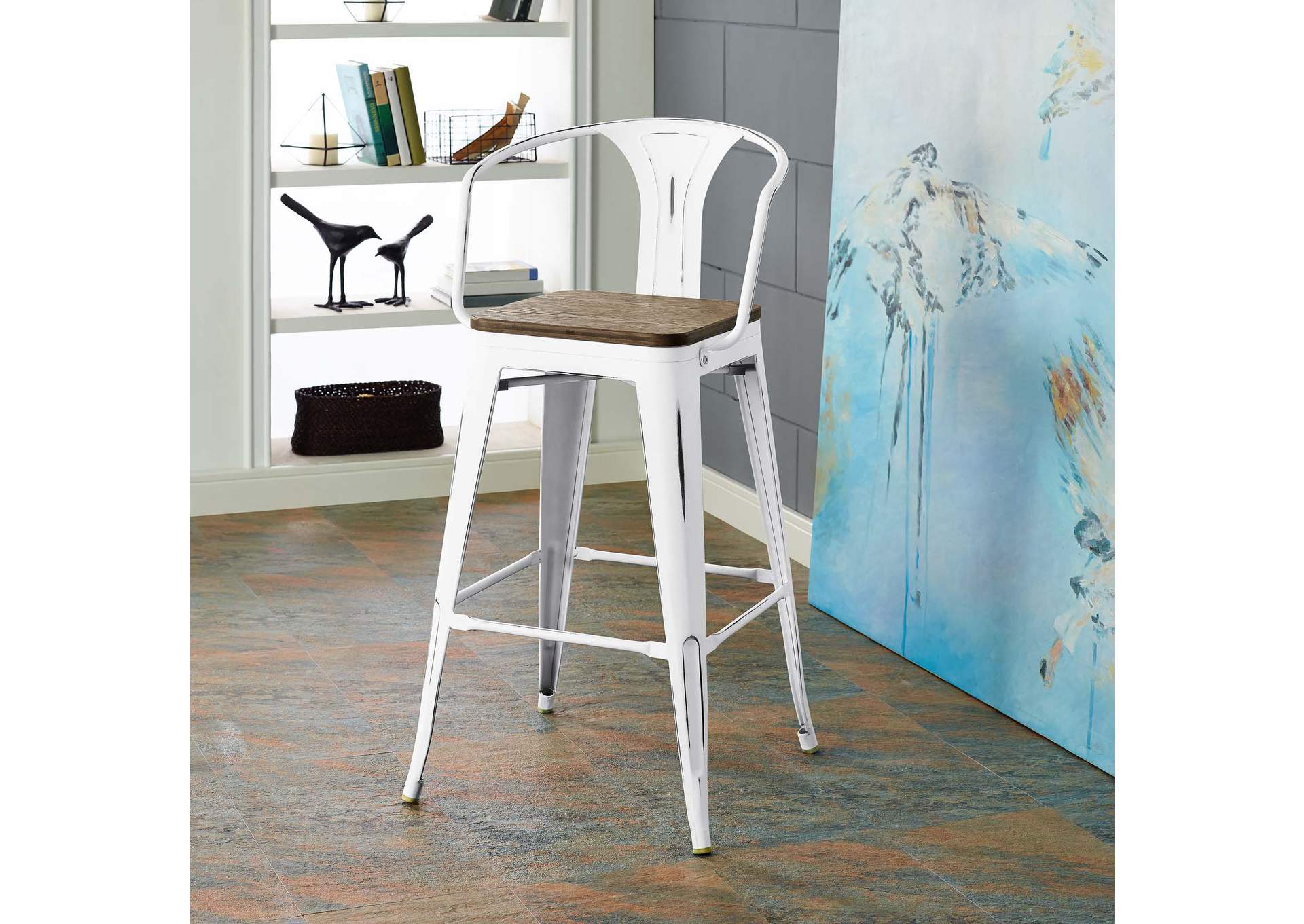 White Promenade Bar Stool,Modway