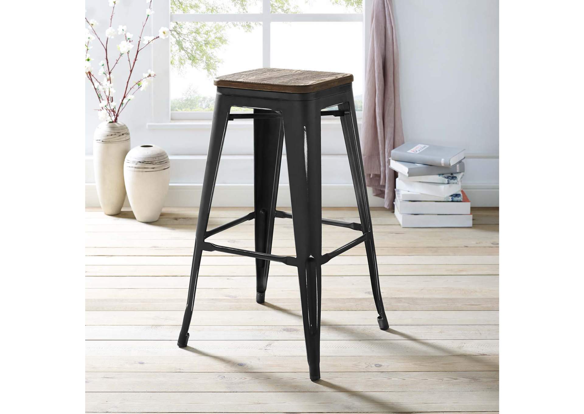 Black Promenade Bar Stool,Modway