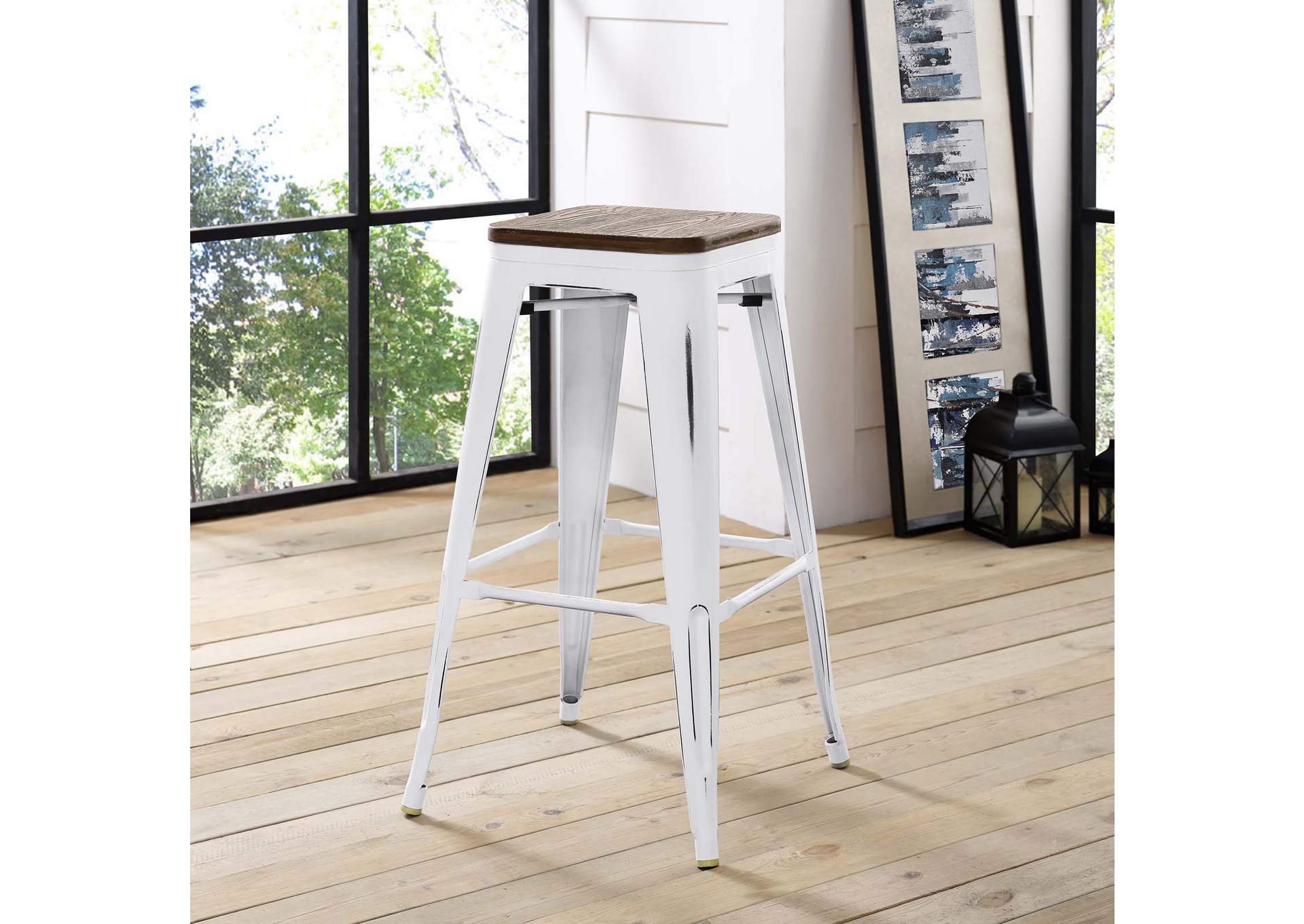 White Promenade Bar Stool,Modway