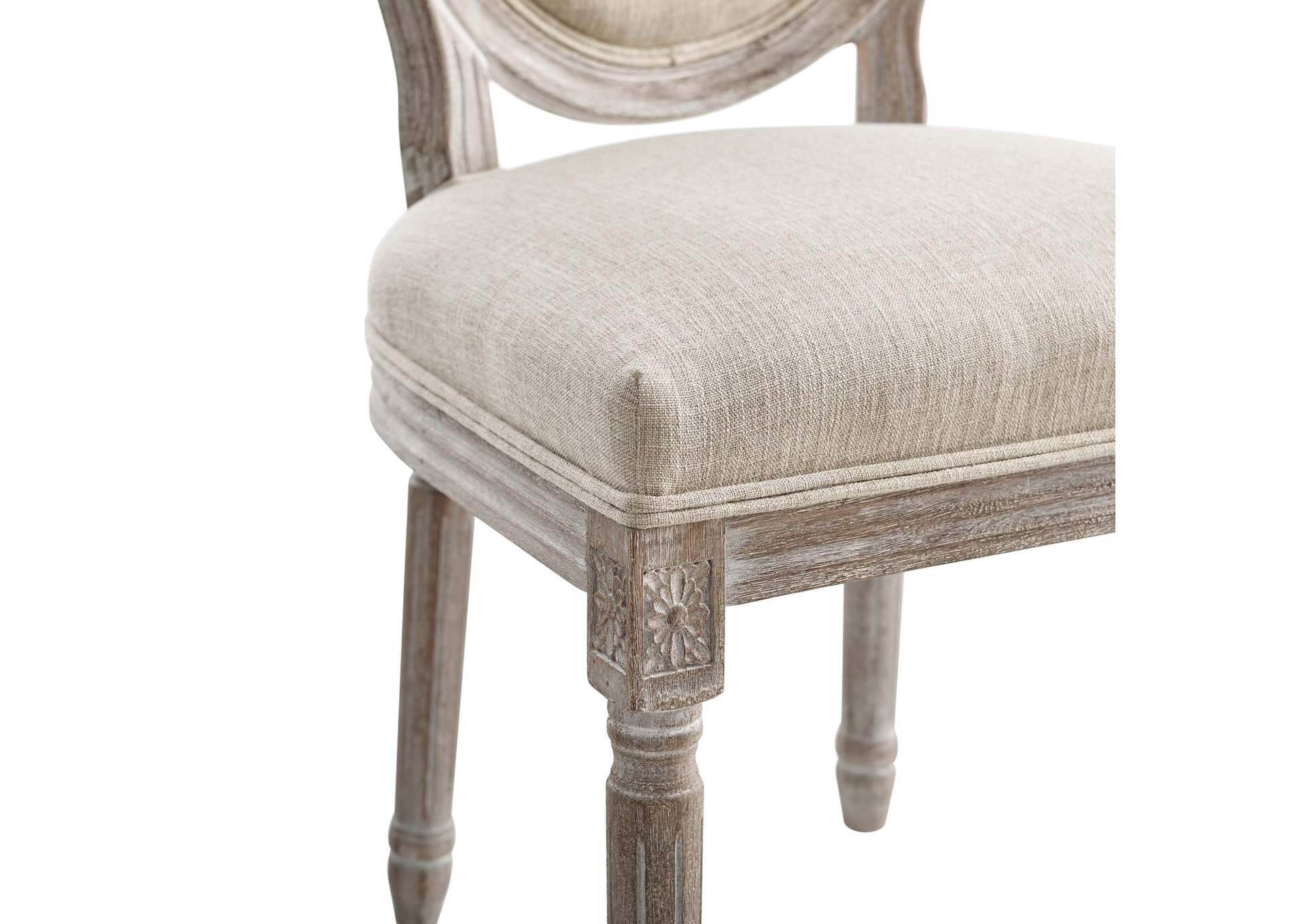 Beige Emanate Vintage French Upholstered Fabric Dining Side Chair,Modway