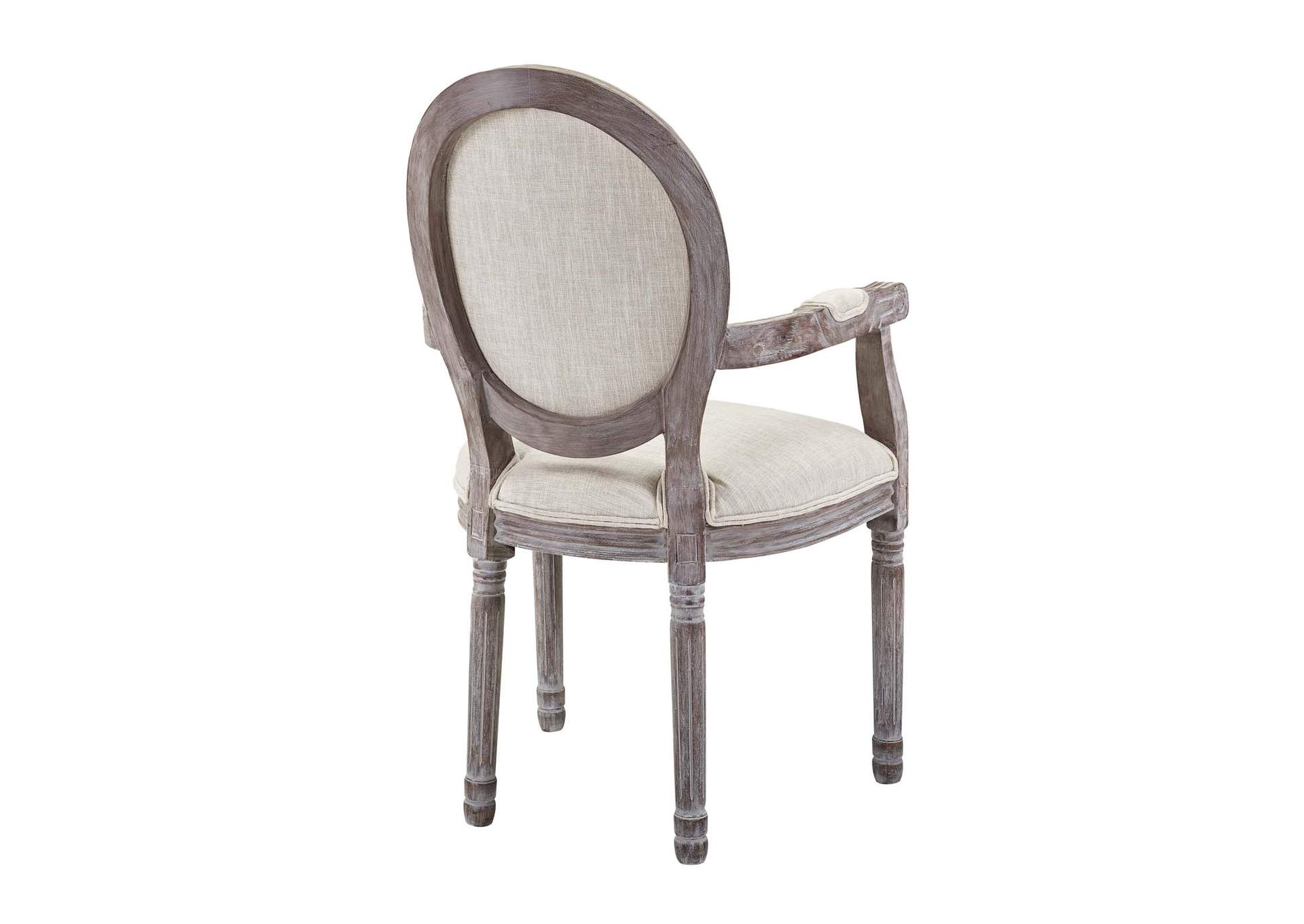 Beige Emanate Vintage French Upholstered Fabric Arm Dining Chair,Modway