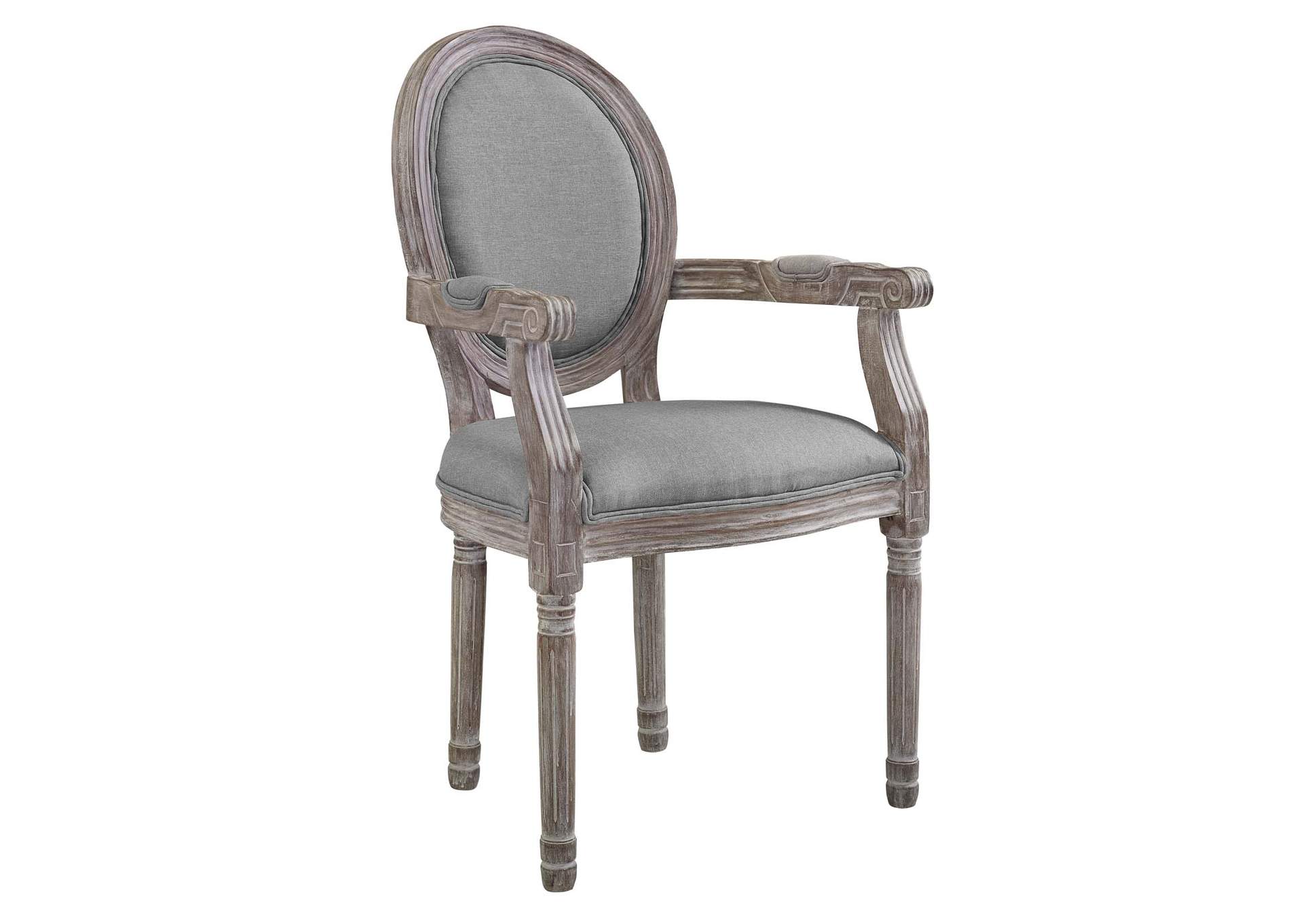 Light Gray Emanate Vintage French Upholstered Fabric Arm Dining Chair,Modway