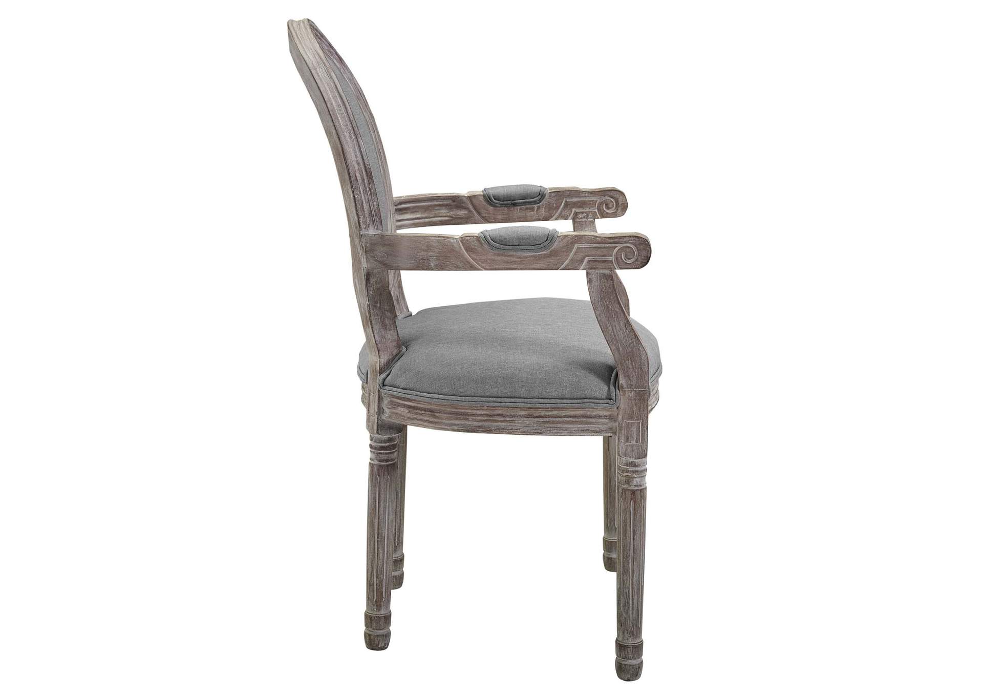 Light Gray Emanate Vintage French Upholstered Fabric Arm Dining Chair,Modway