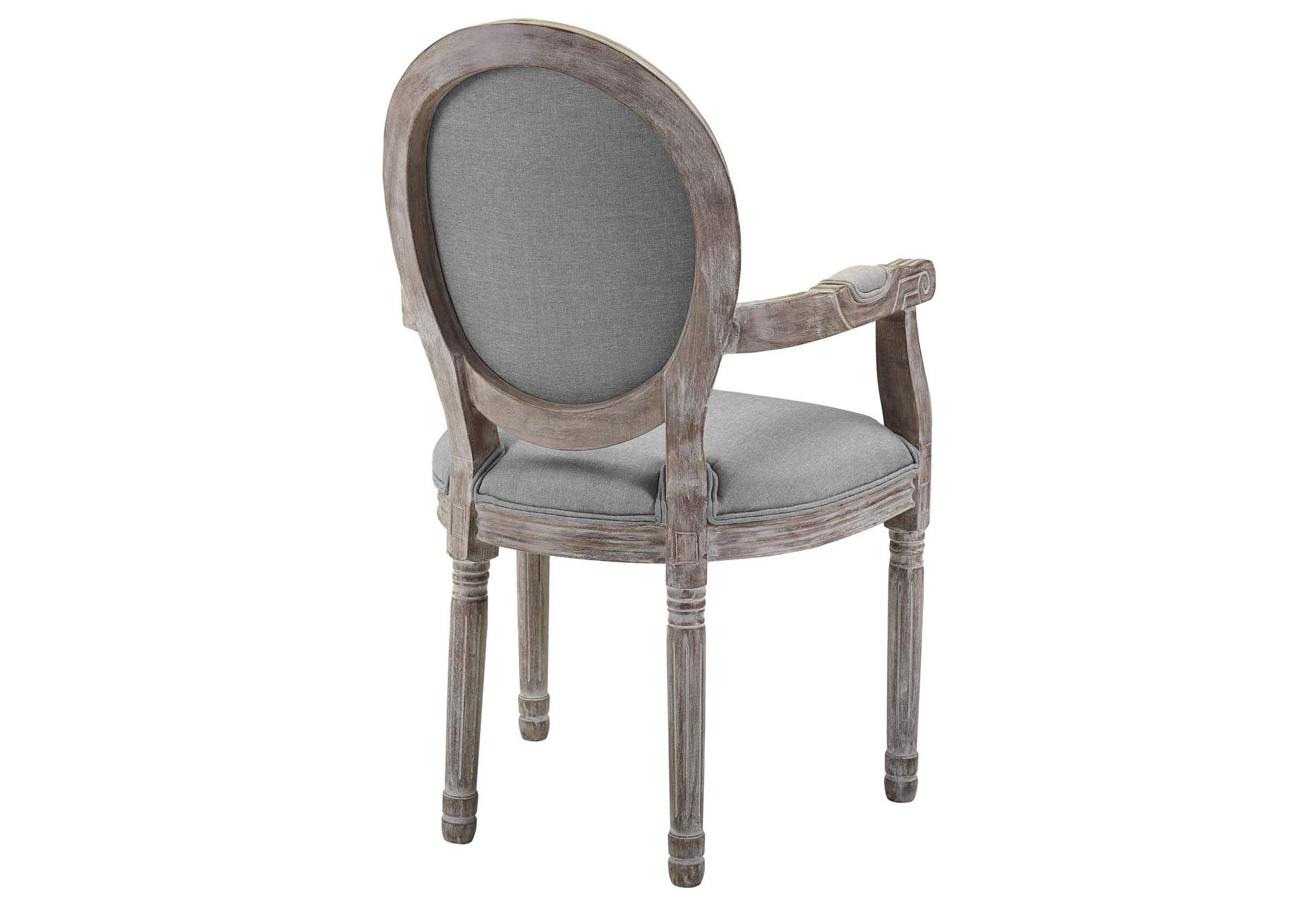 Light Gray Emanate Vintage French Upholstered Fabric Arm Dining Chair,Modway