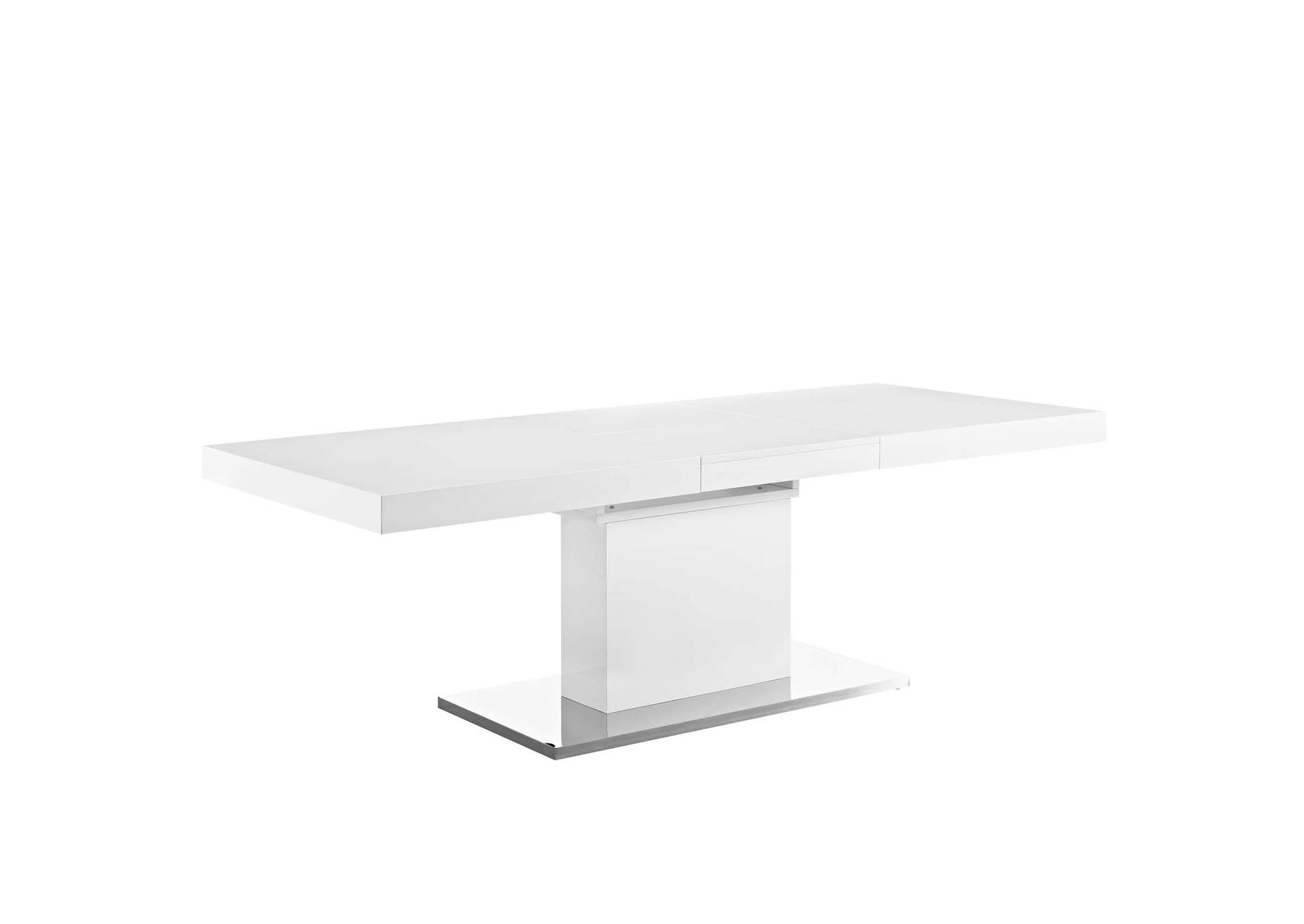 White Silver Vector Expandable Dining Table,Modway