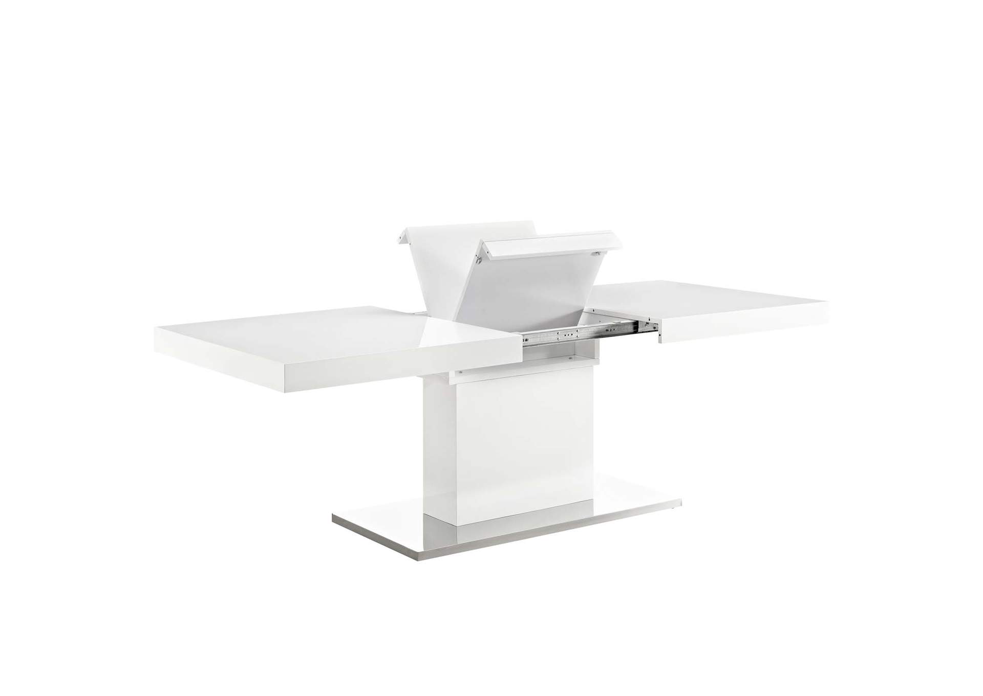 White Silver Vector Expandable Dining Table,Modway