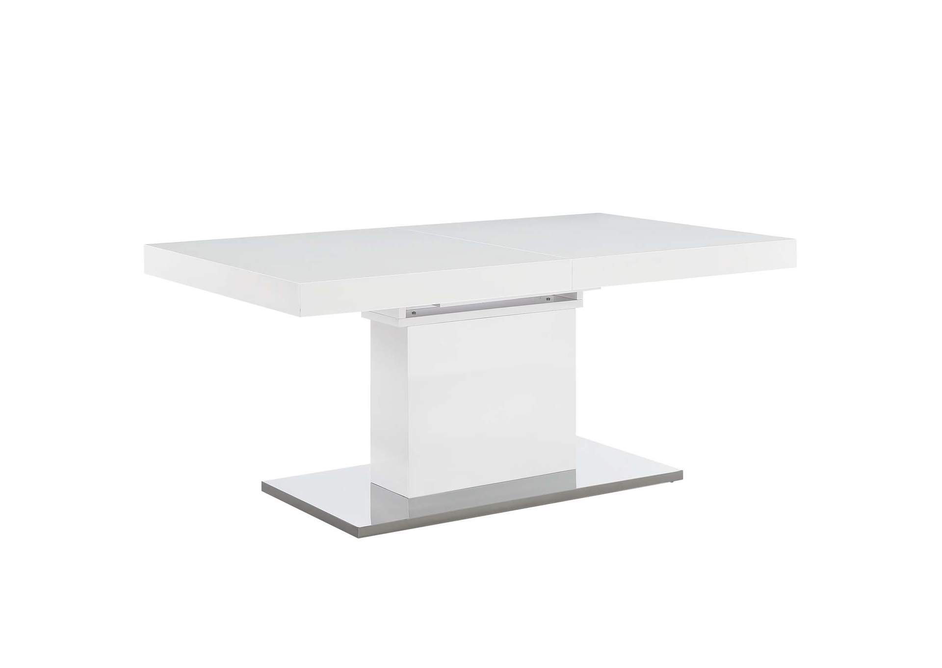 White Silver Vector Expandable Dining Table,Modway