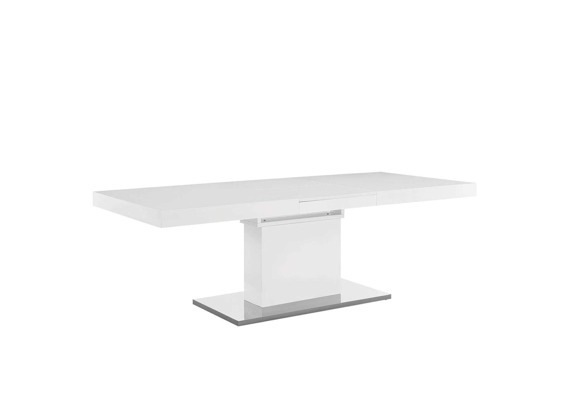 White Silver Vector Expandable Dining Table,Modway