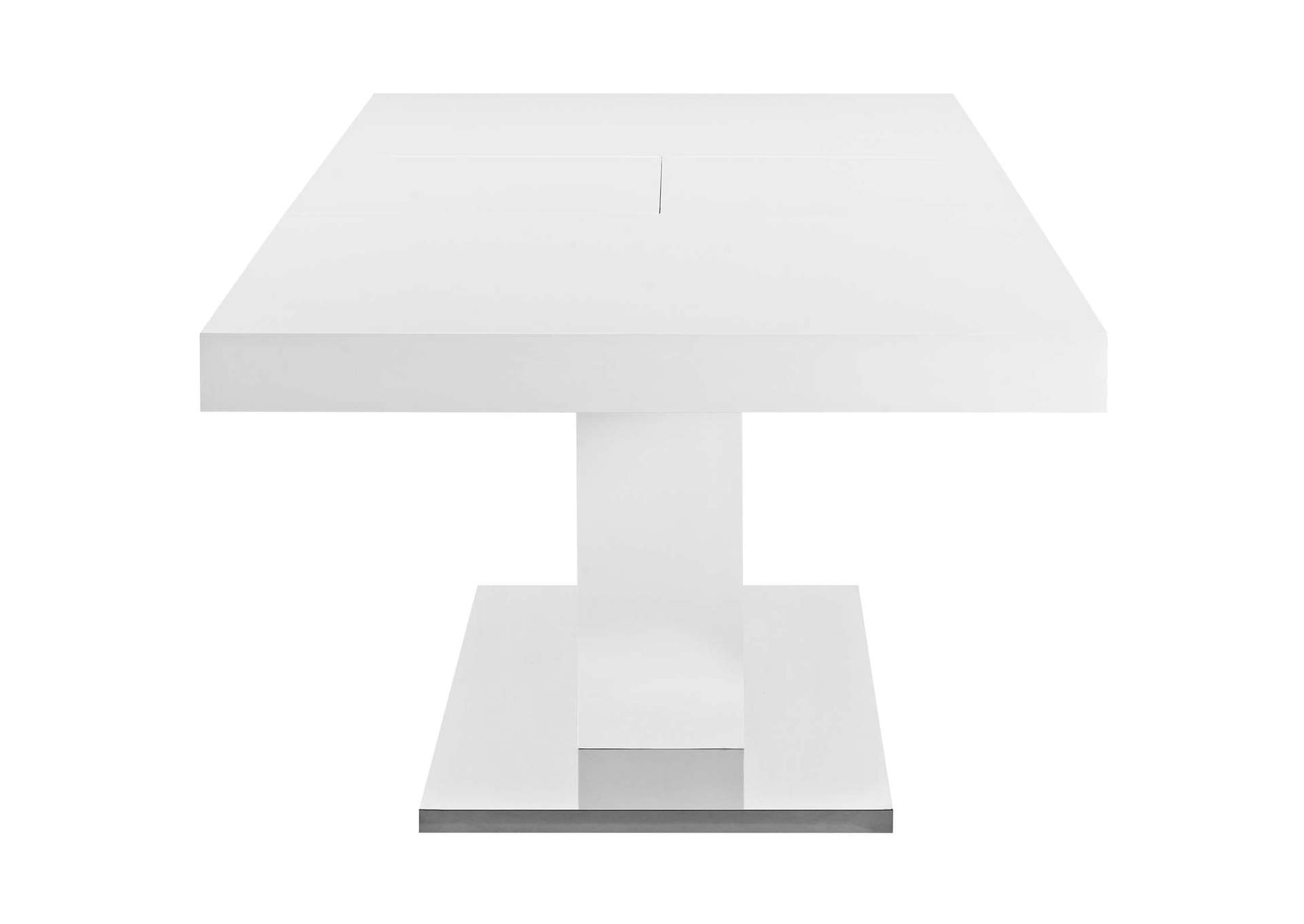 White Silver Vector Expandable Dining Table,Modway