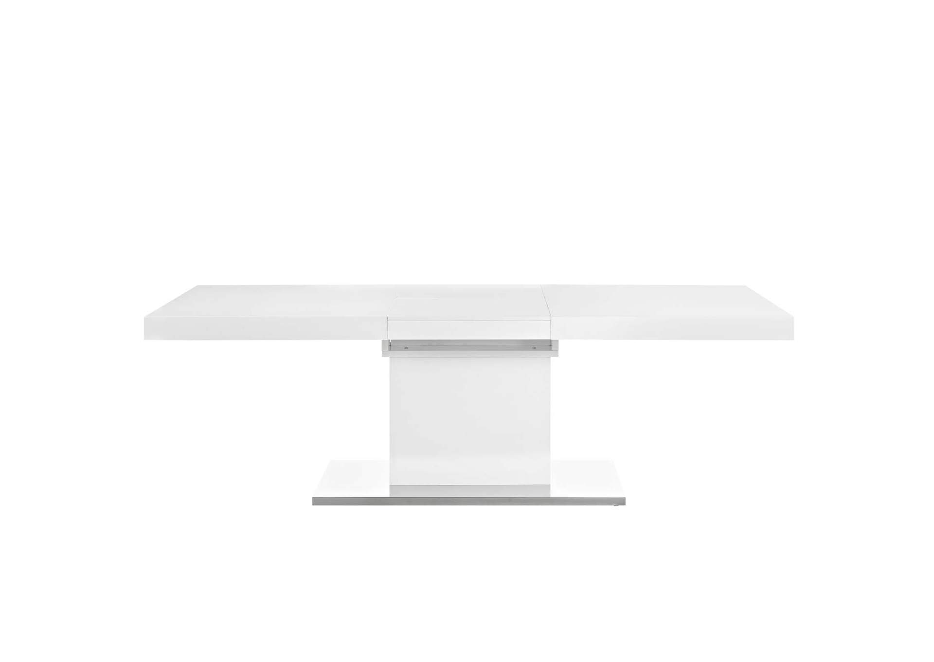 White Silver Vector Expandable Dining Table,Modway