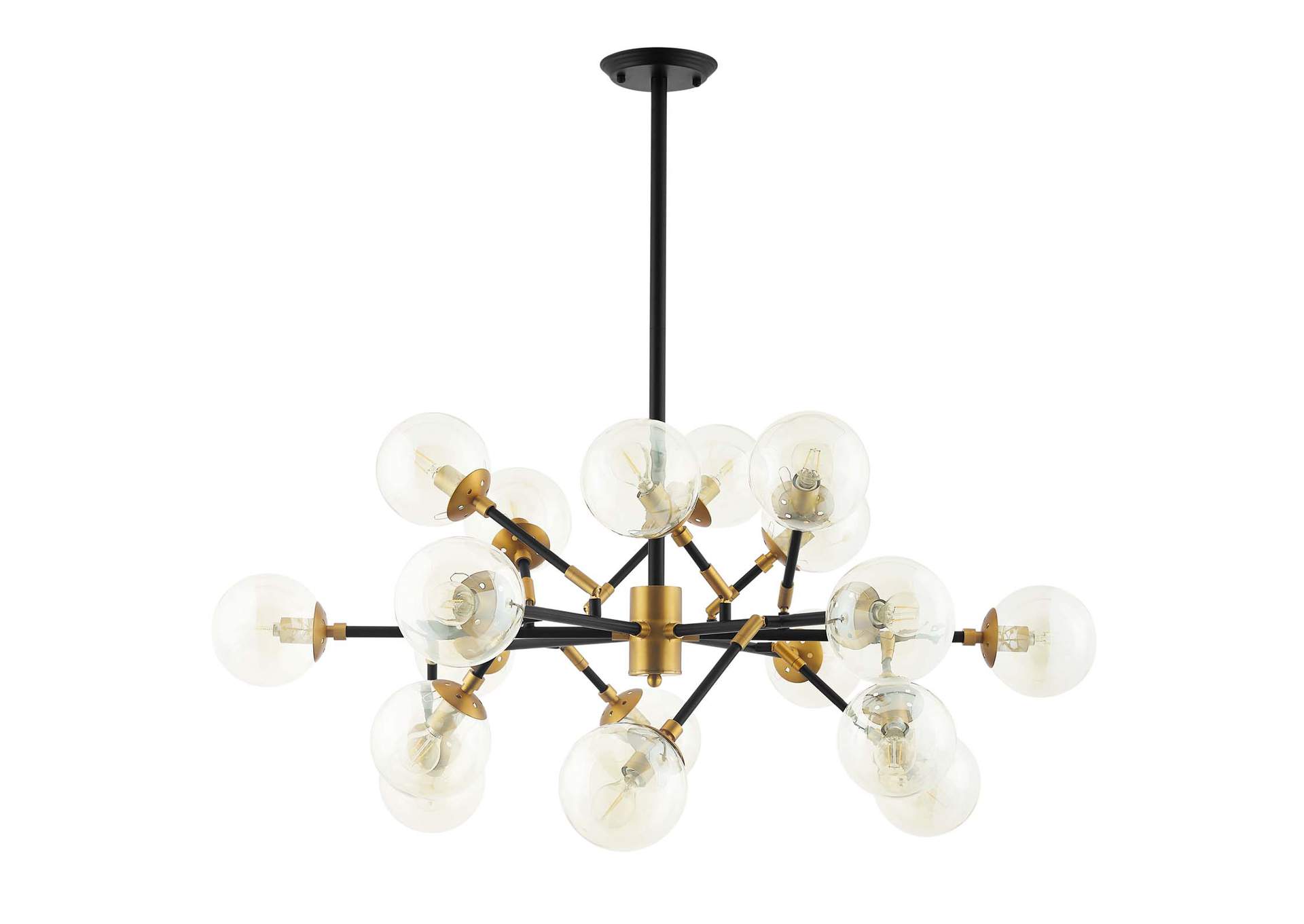 Sparkle Amber Glass And Antique Brass 18 Light Mid-Century Pendant Chandelier,Modway